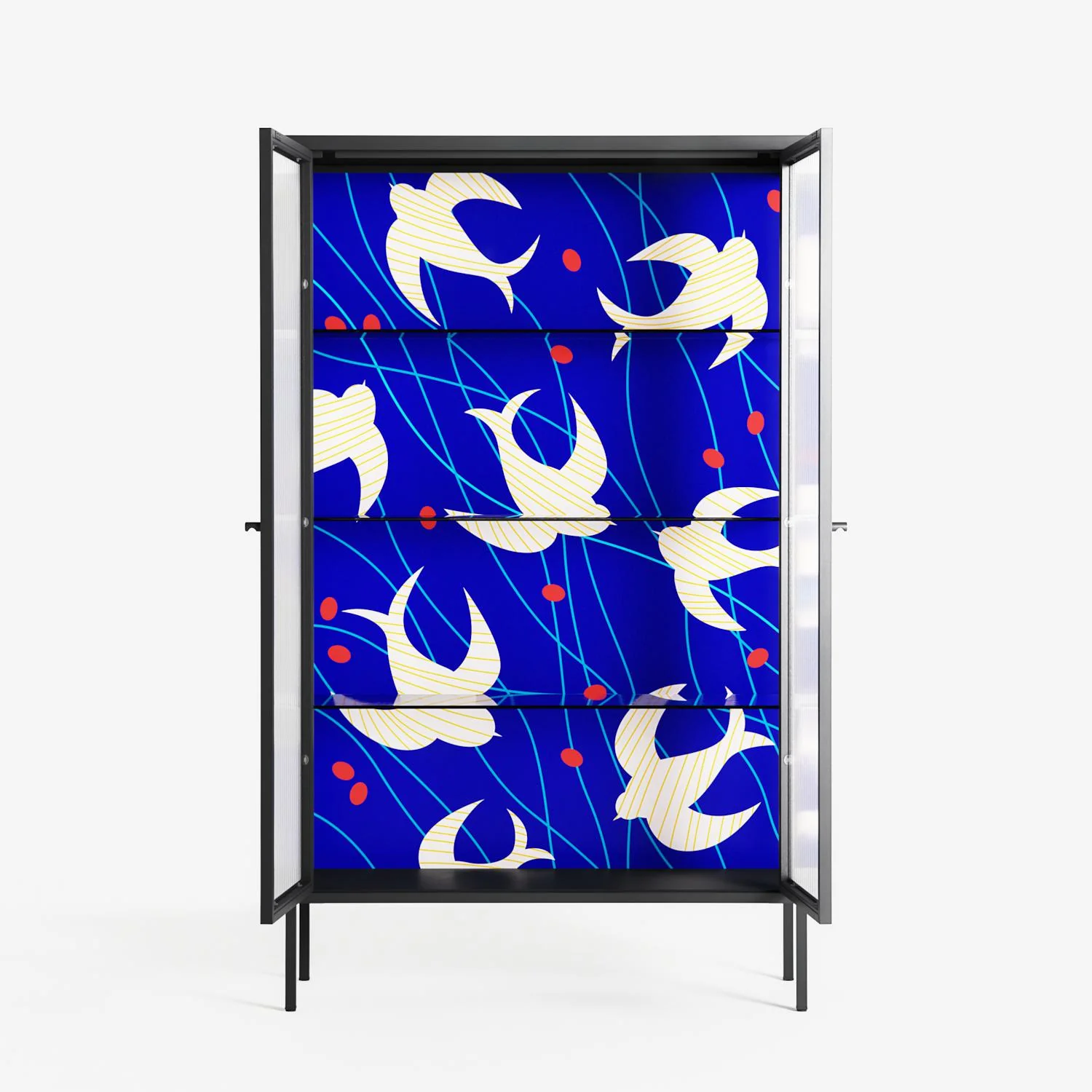 Birds A - Cabinet - Heather Zhou - Antracite - Reeded glass - Image 3