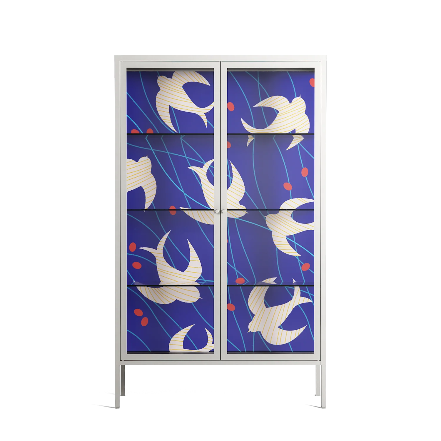 Birds A - Cabinet - Heather Zhou - Chalk - Clear glass