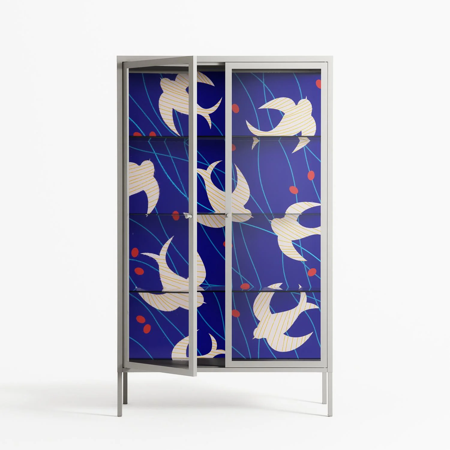 Birds A - Cabinet - Heather Zhou - Chalk - Clear glass - Image 2