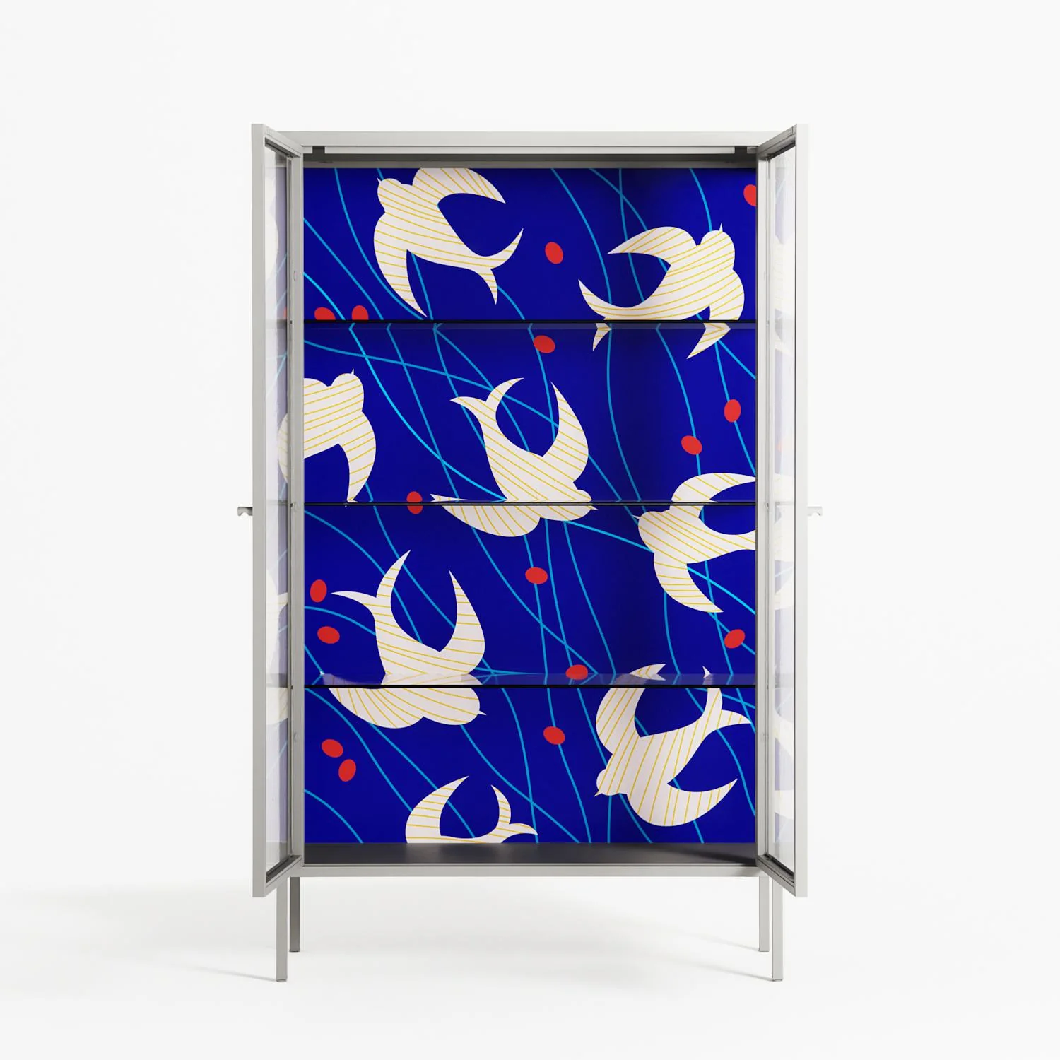 Birds A - Cabinet - Heather Zhou - Chalk - Clear glass - Image 3