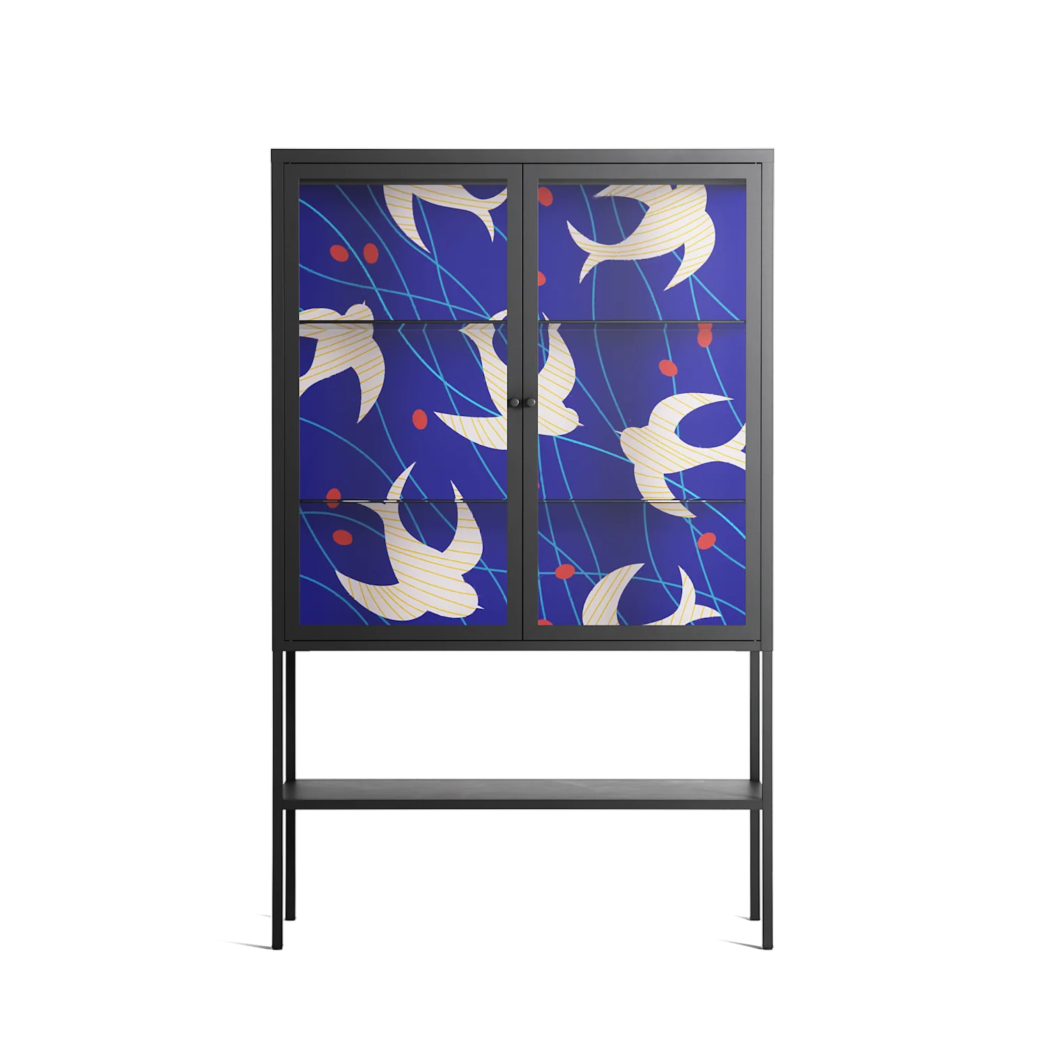 Birds A - Loft Cabinet - Heather Zhou - Antracite - Clear glass