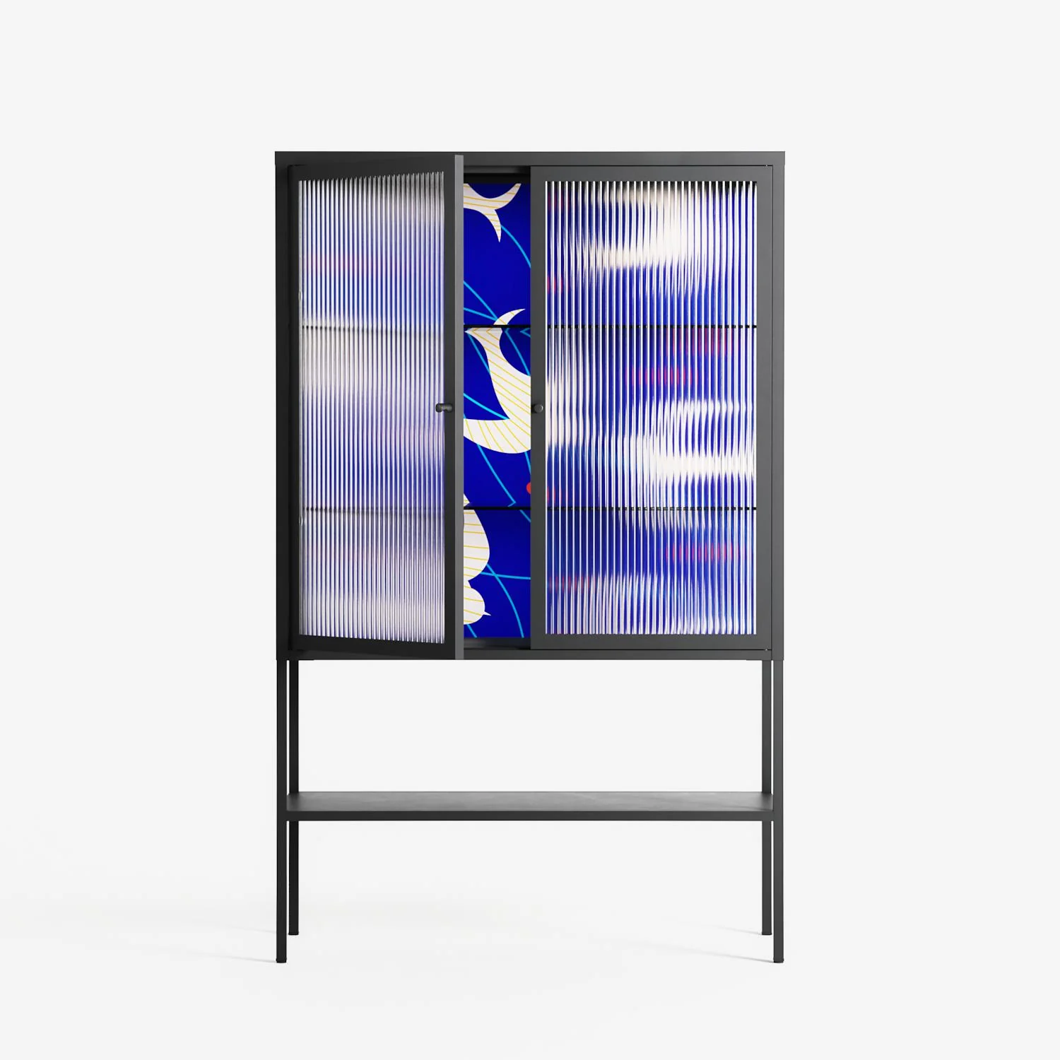 Birds A - Loft Cabinet - Heather Zhou - Antracite - Reeded glass - Image 2
