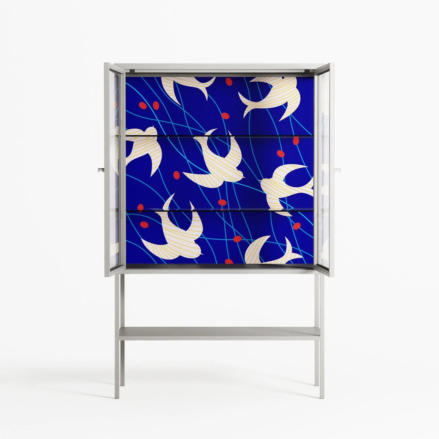 Birds A - Loft Cabinet - Heather Zhou - Chalk - Clear glass - Image 3