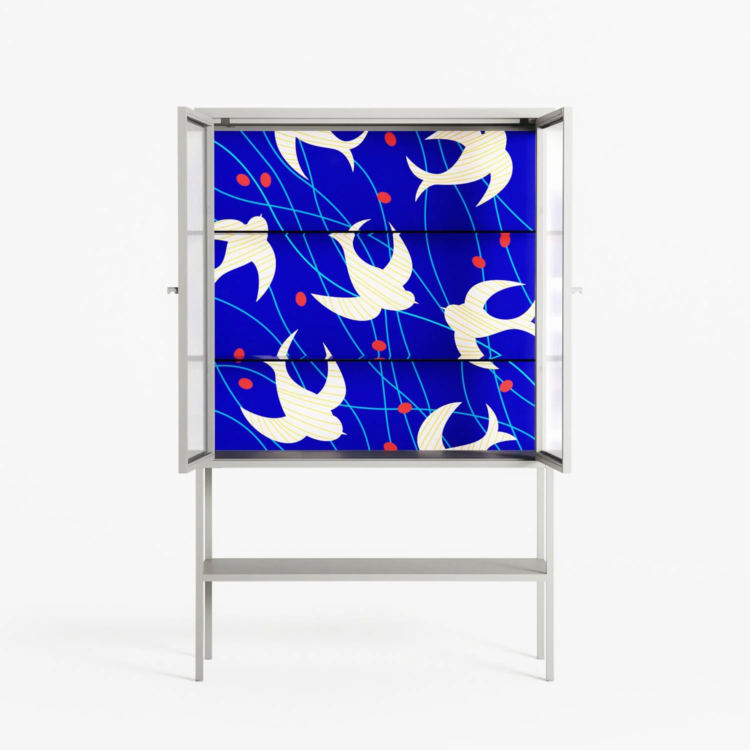 Birds A - Loft Cabinet - Heather Zhou - Chalk - Reeded glass - Image 3