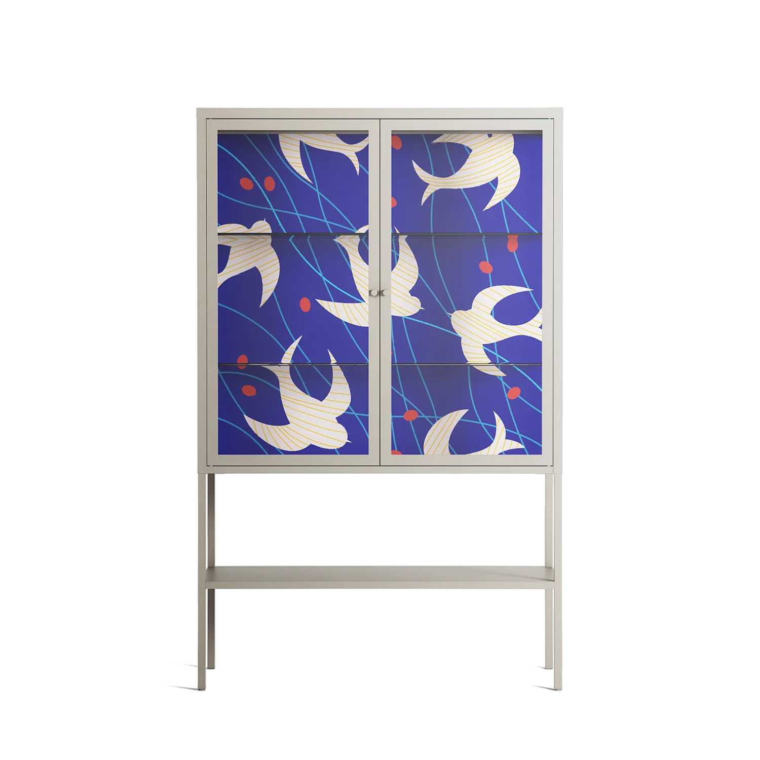 Birds A - Loft Cabinet - Heather Zhou - Pebble - Clear glass