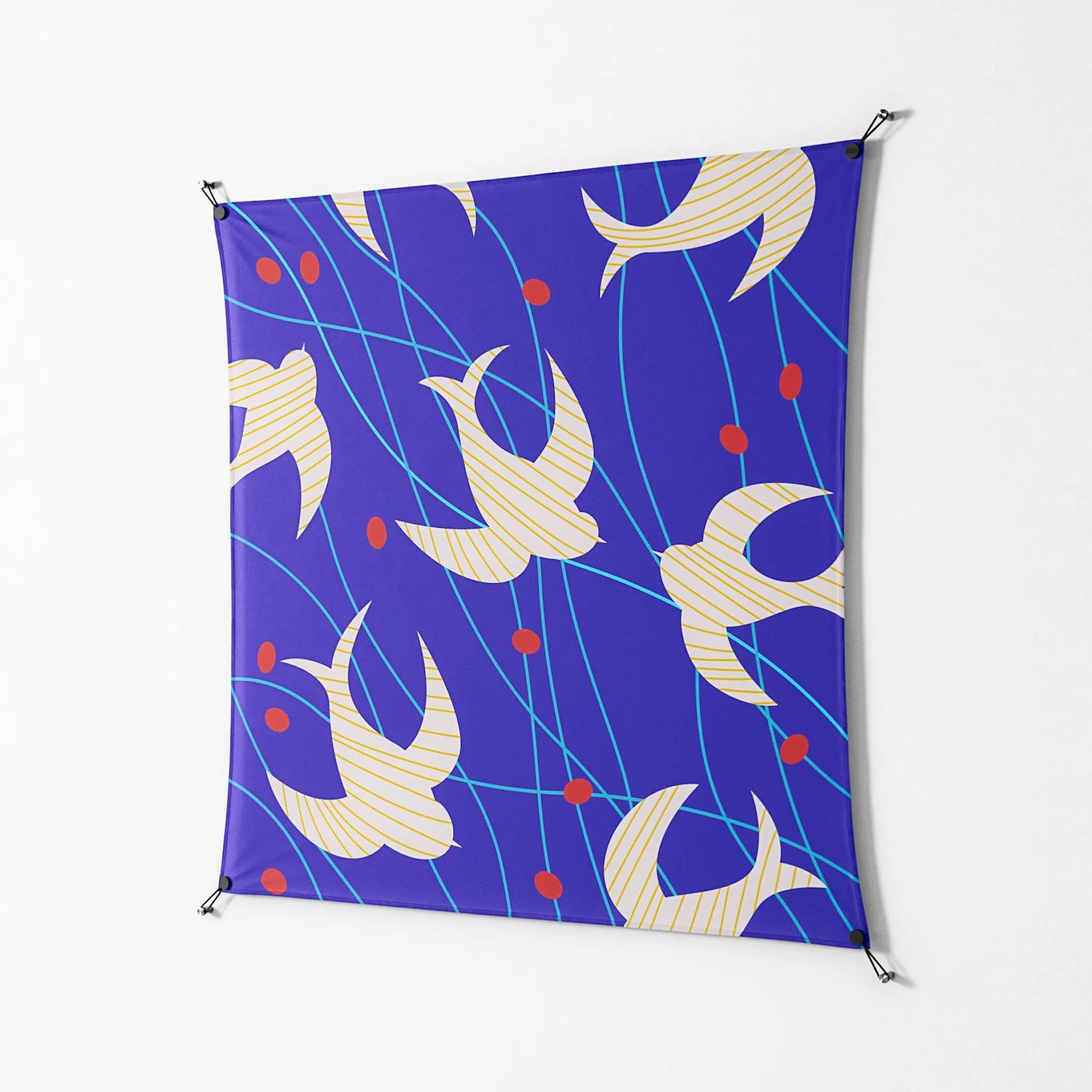 Birds A - Work On Wall - Heather Zhou - Black - 140 x 140 cm - Image 2