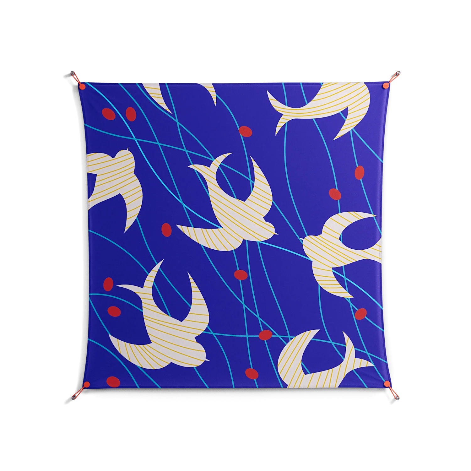 Birds A - Work On Wall - Heather Zhou - Orange - 140 x 140 cm