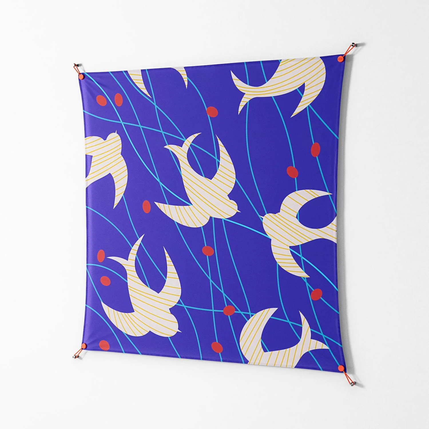 Birds A - Work On Wall - Heather Zhou - Orange - 140 x 140 cm - Image 2