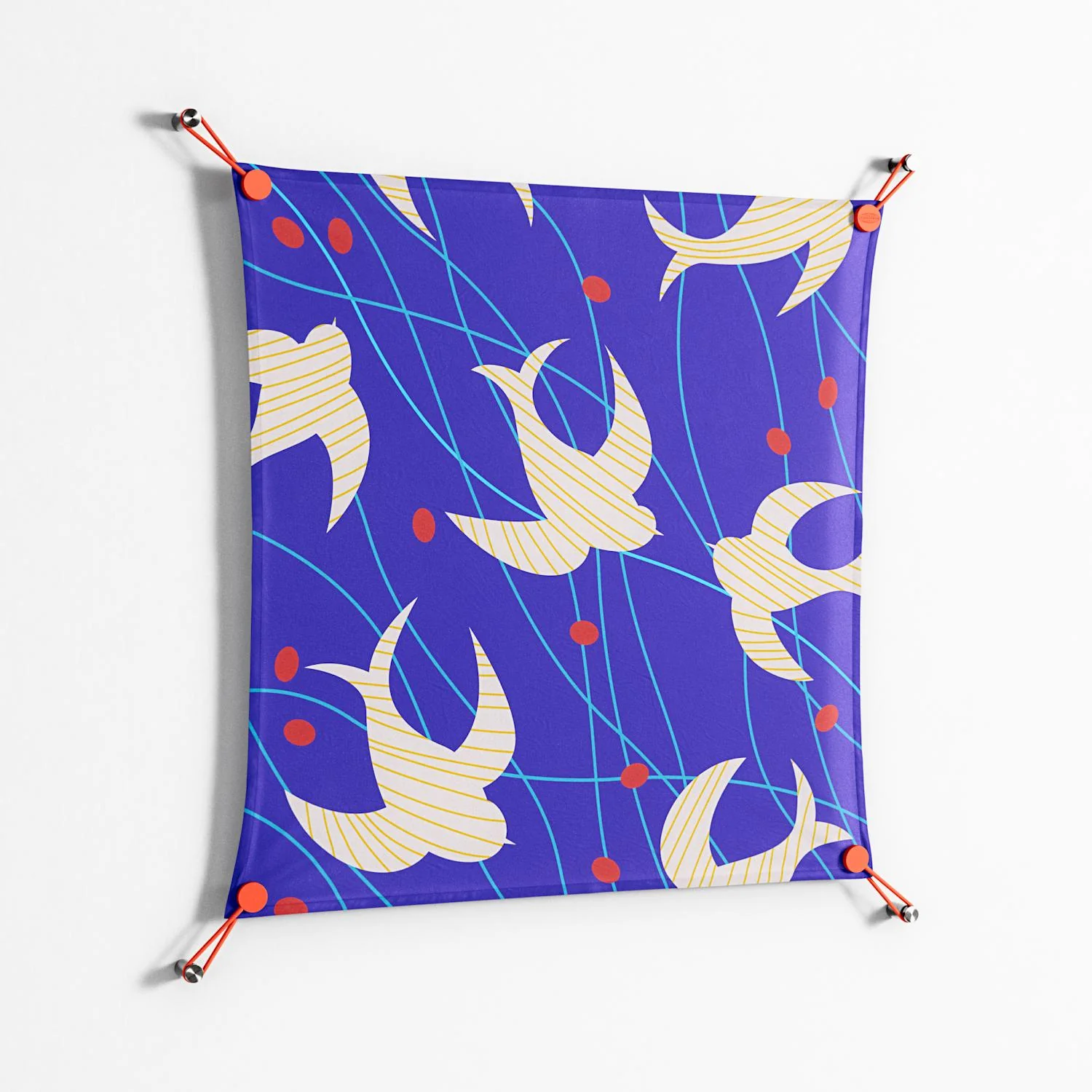 Birds A - Work On Wall - Heather Zhou - Orange - 70 x 70 cm - Image 2