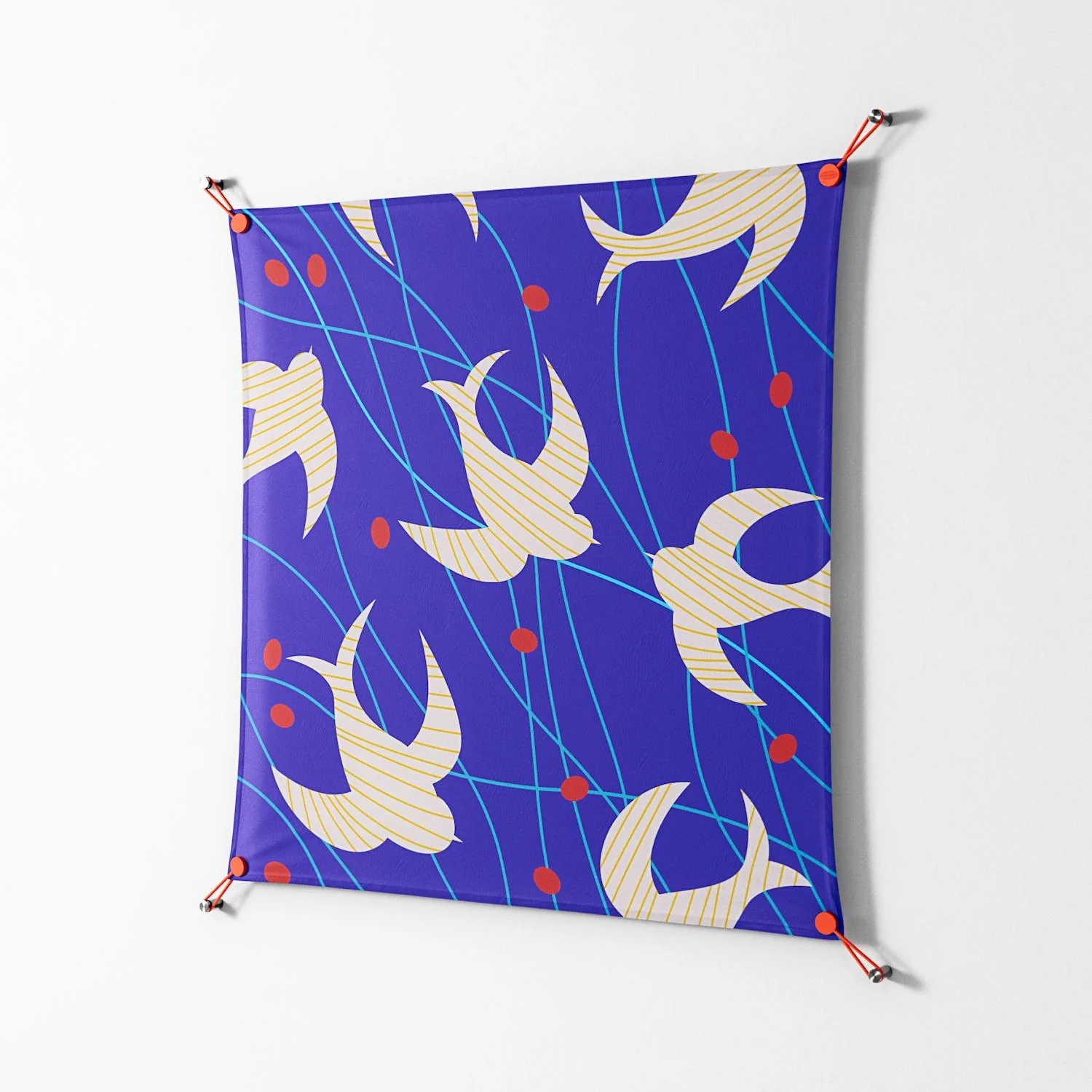 Birds A - Work On Wall - Heather Zhou - Orange - 90 x 90 cm - Image 2