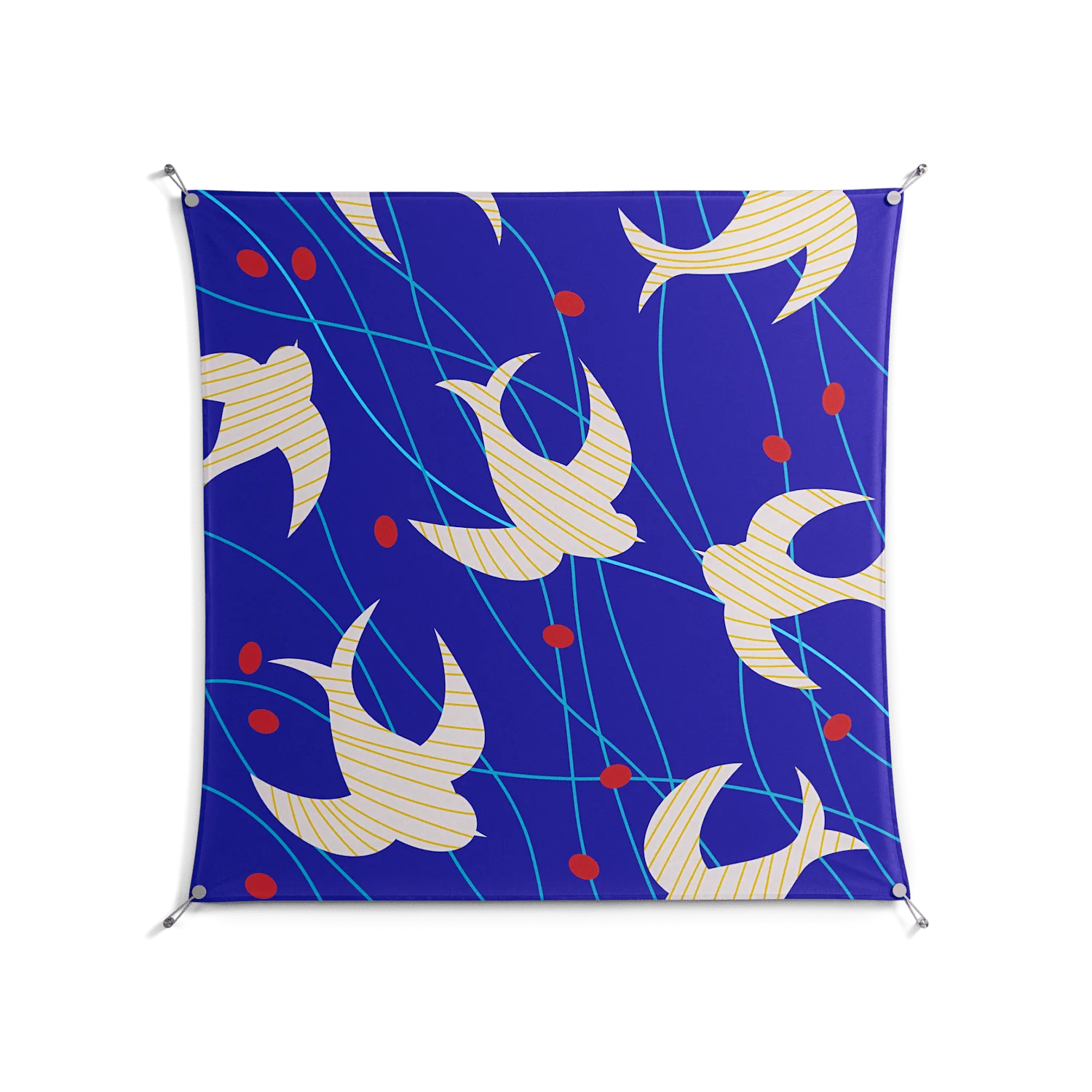 Birds A - Work On Wall - Heather Zhou - Silver - 140 x 140 cm