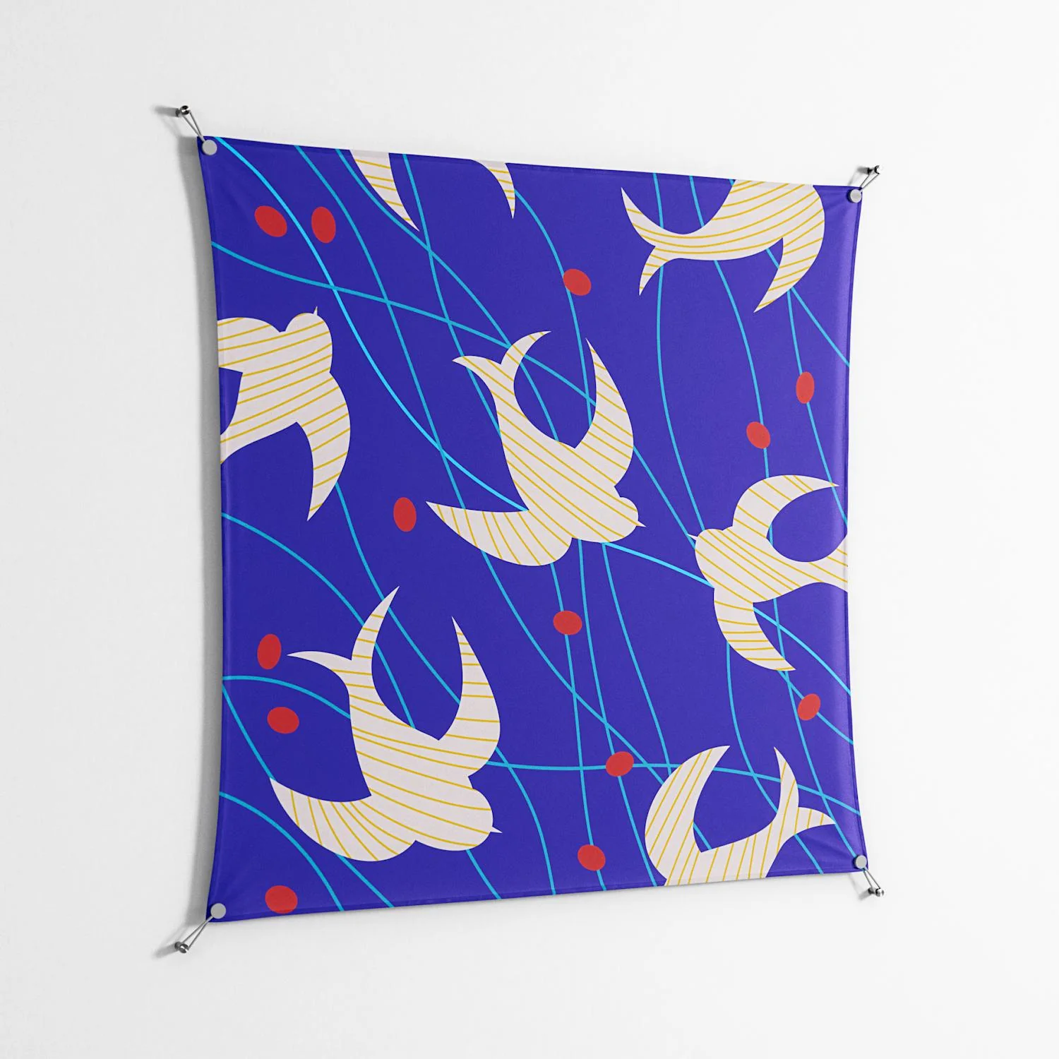 Birds A - Work On Wall - Heather Zhou - Silver - 140 x 140 cm - Image 2