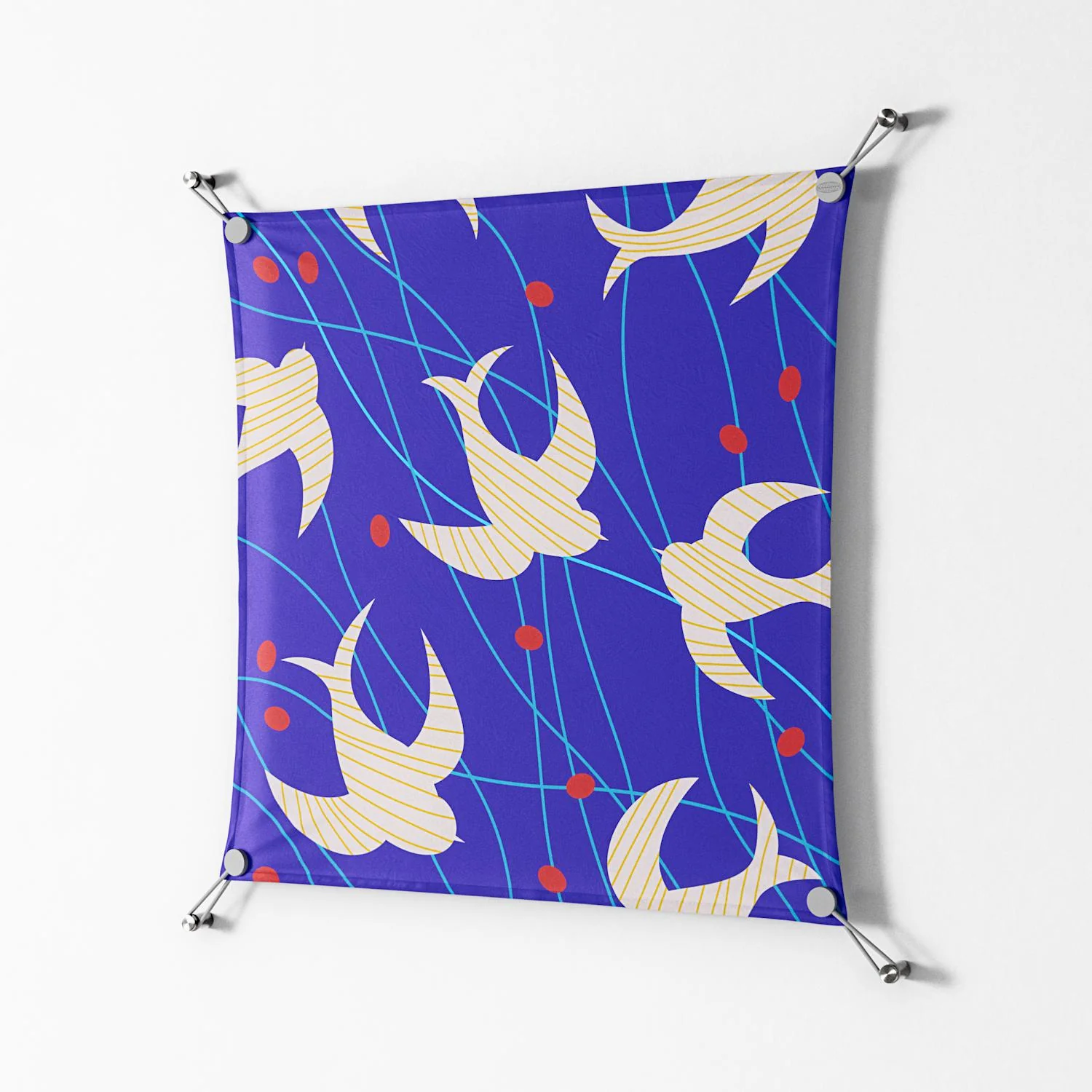 Birds A - Work On Wall - Heather Zhou - Silver - 70 x 70 cm - Image 2