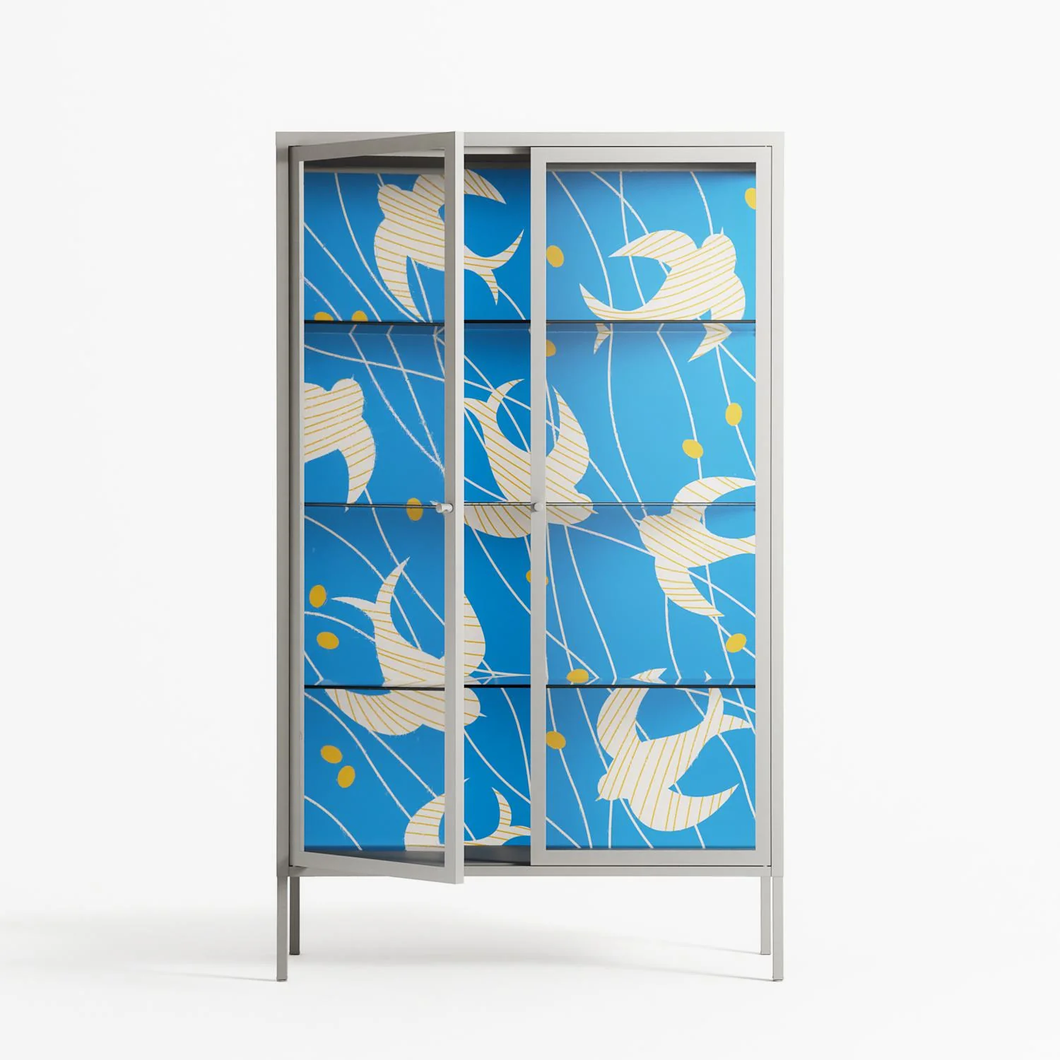 Birds B - Cabinet - Heather Zhou - Chalk - Clear glass - Image 2