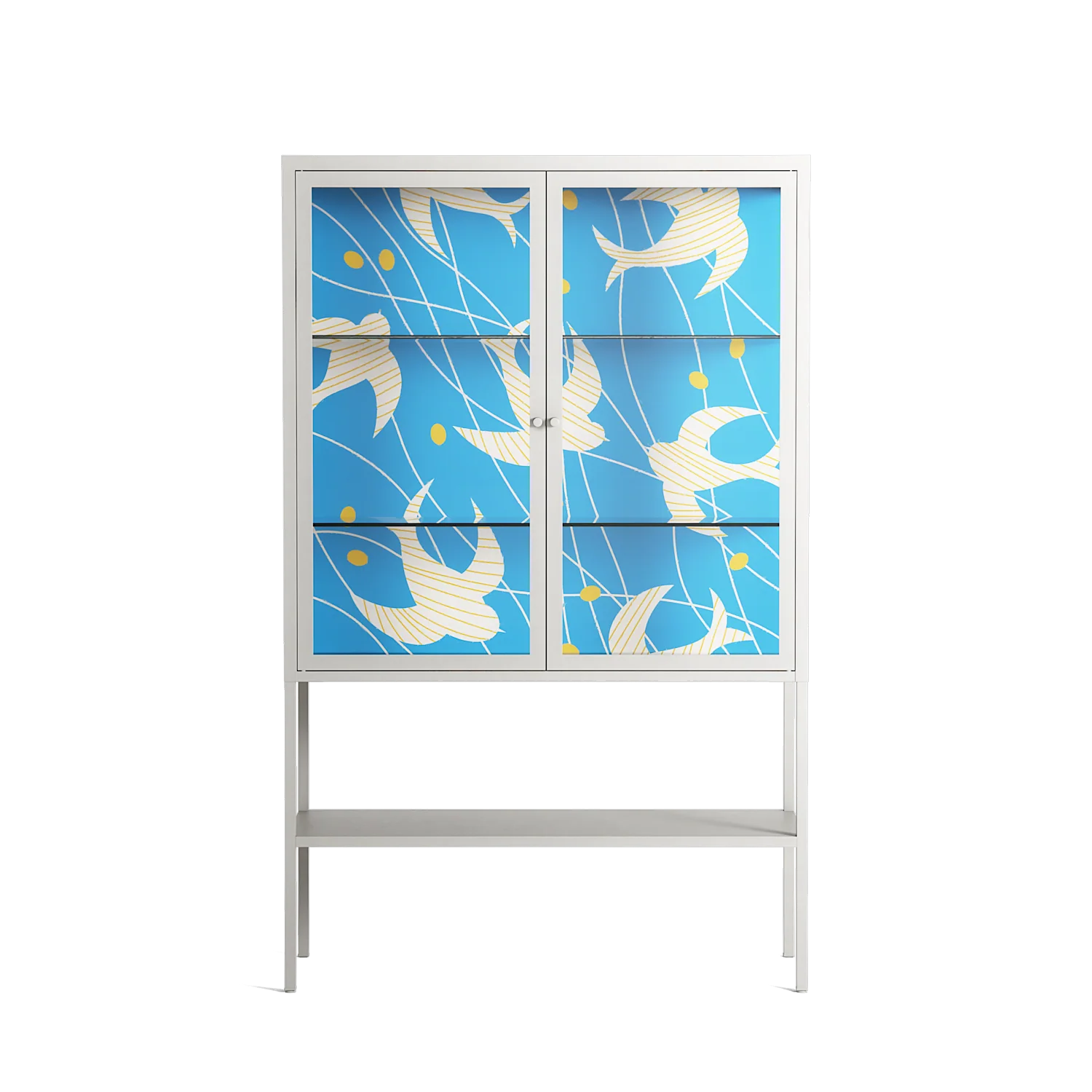 Birds B - Loft Cabinet - Heather Zhou - Chalk - Clear glass
