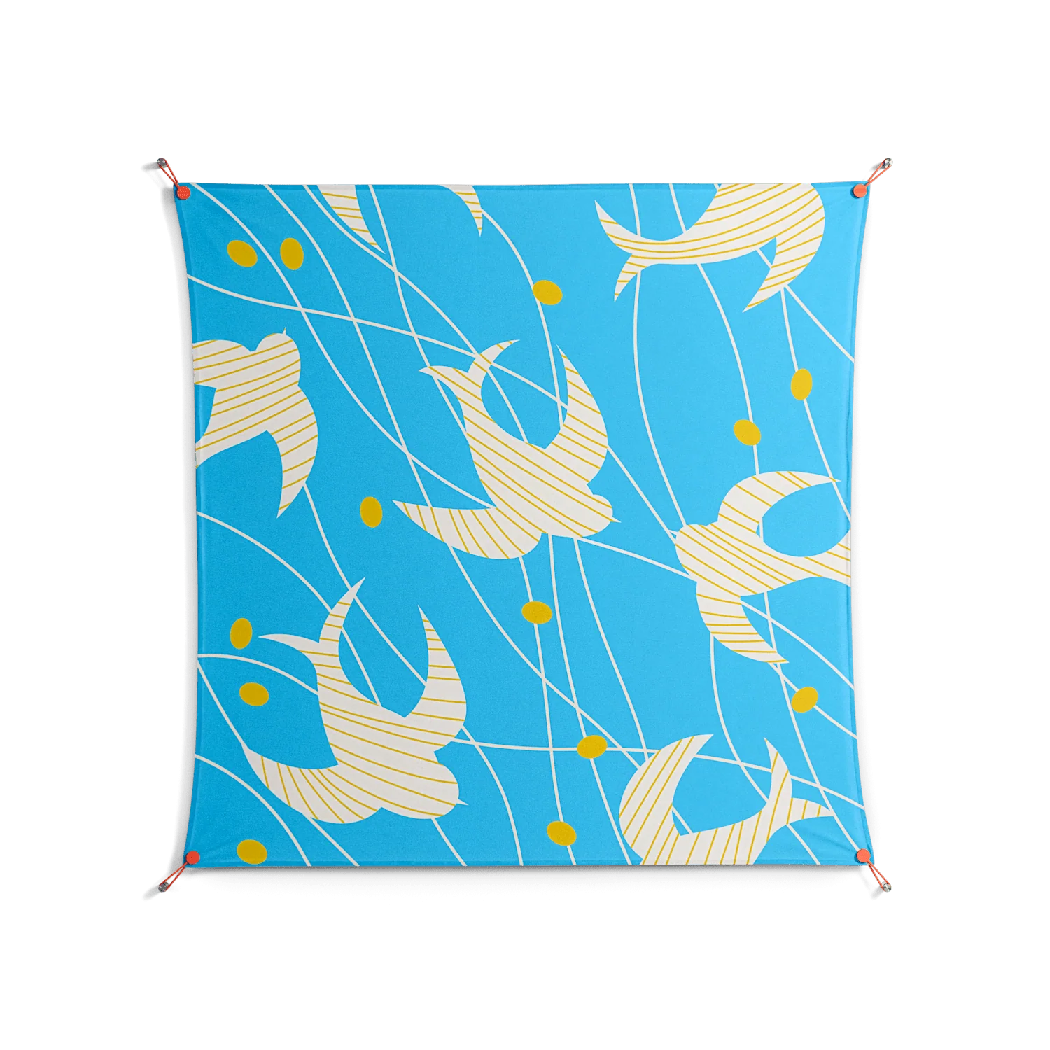 Birds B - Work On Wall - Heather Zhou - Orange - 140 x 140 cm
