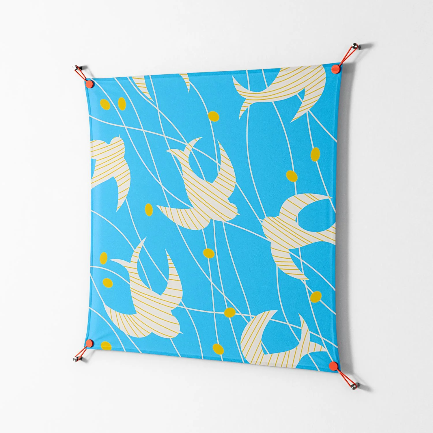 Birds B - Work On Wall - Heather Zhou - Orange - 90 x 90 cm - Image 2