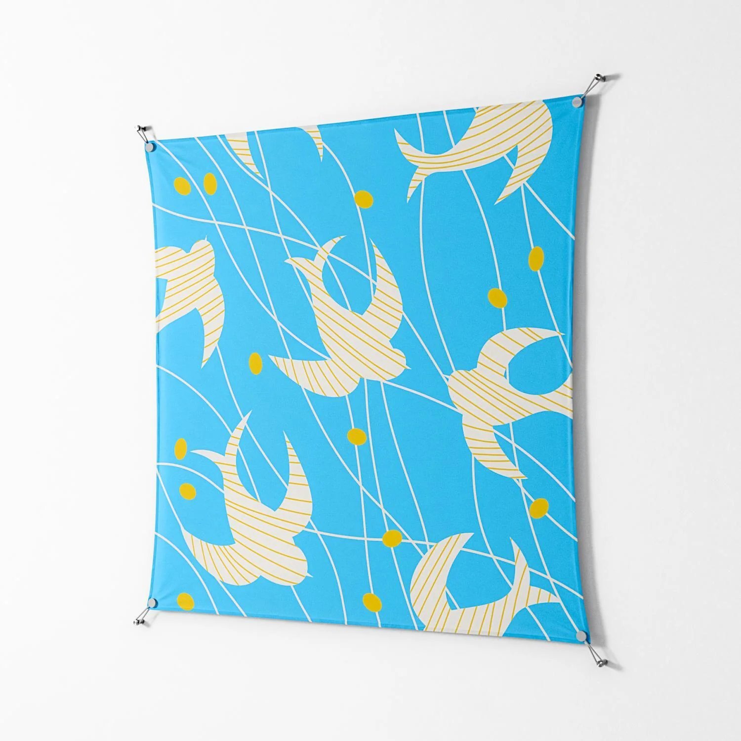 Birds B - Work On Wall - Heather Zhou - Silver - 140 x 140 cm - Image 2