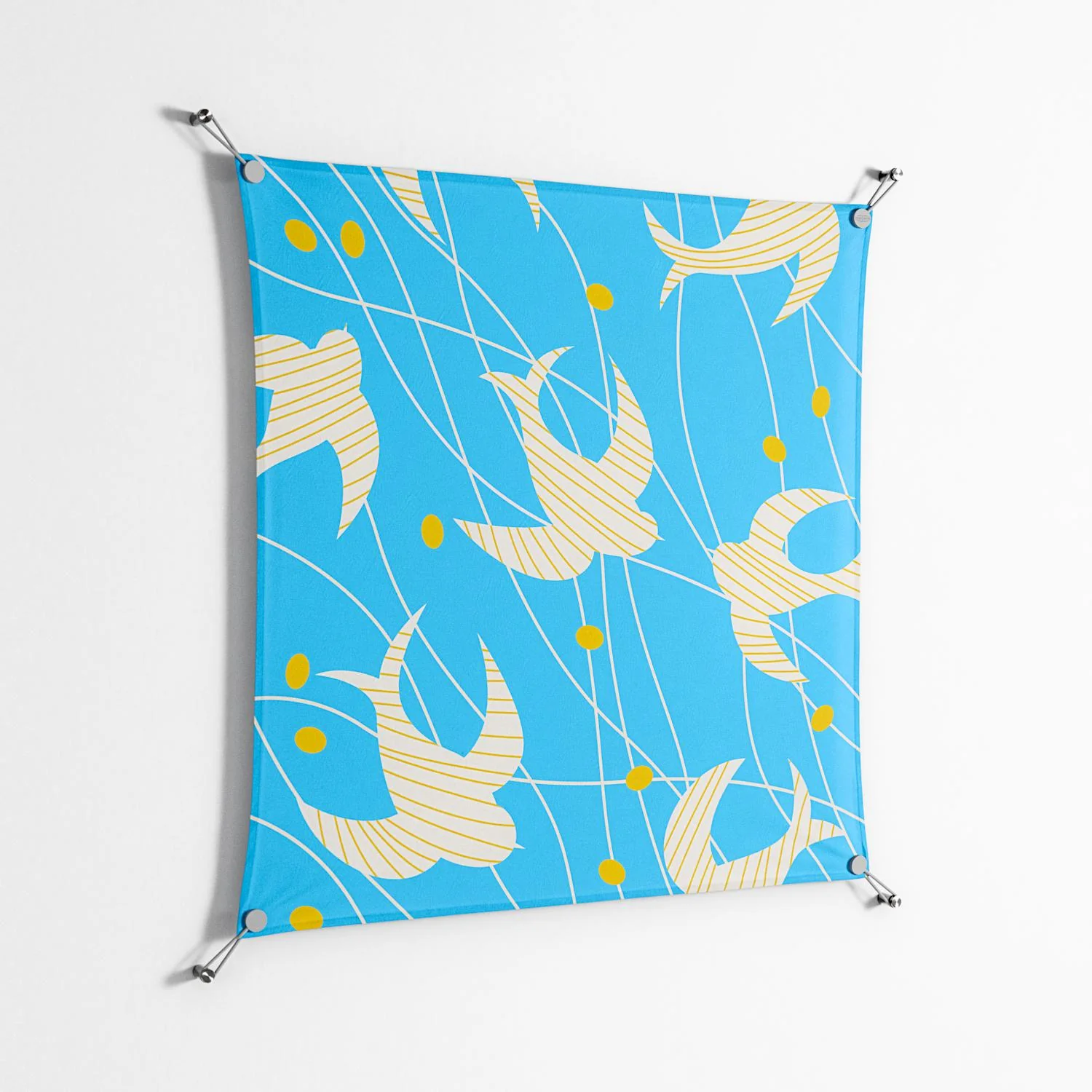Birds B - Work On Wall - Heather Zhou - Silver - 90 x 90 cm - Image 2