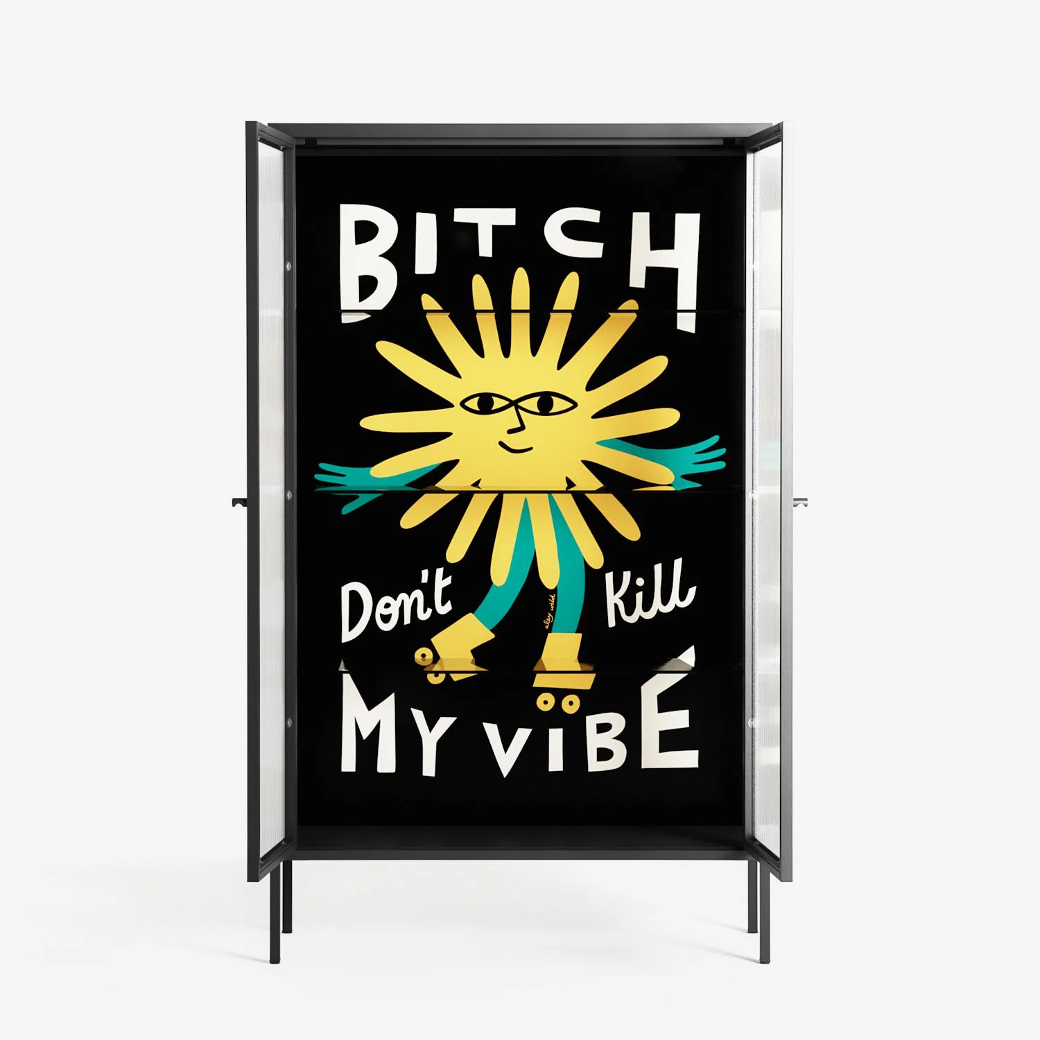 Bitch Don't Kill My Vibe - Cabinet - Aley Wild - Antracite - Reeded glass - Image 3
