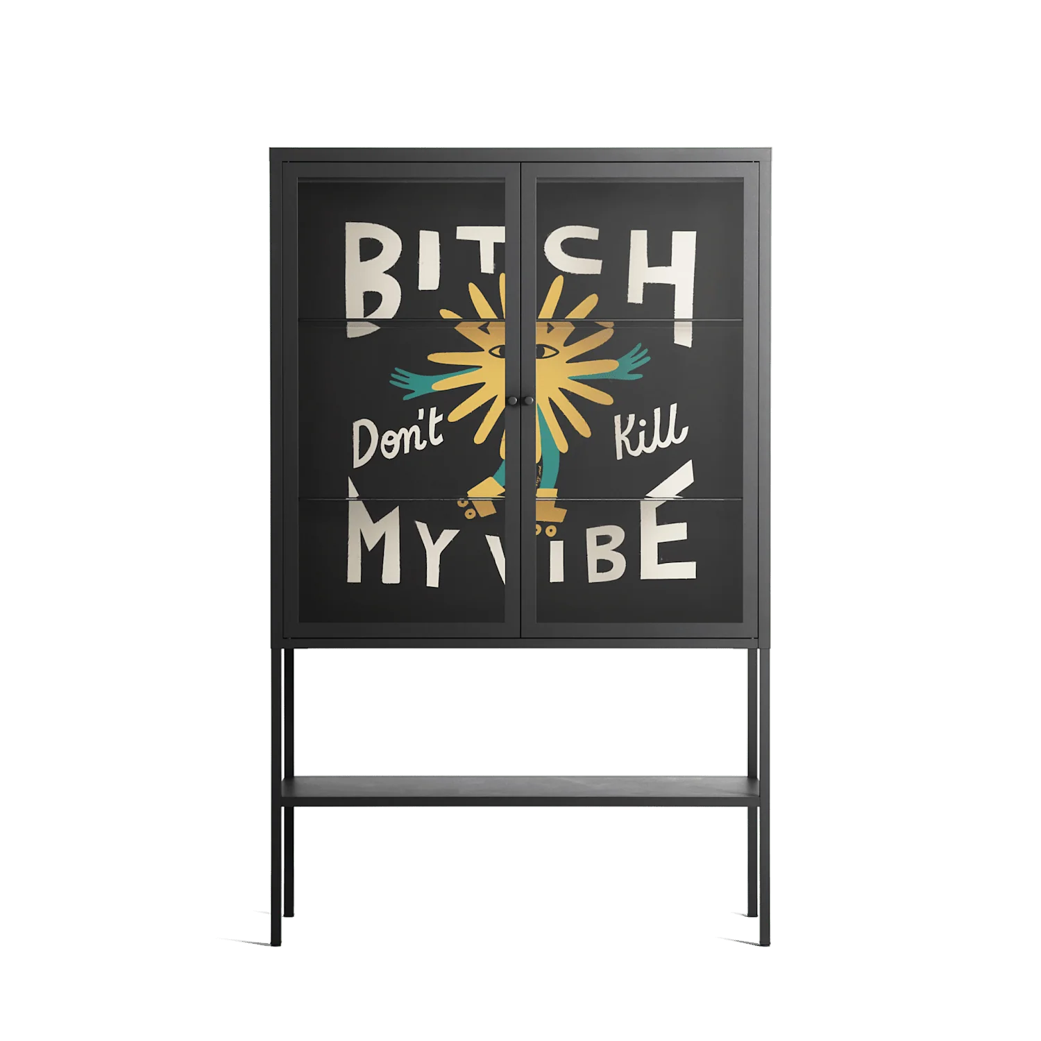 Bitch Don't Kill My Vibe - Loft Cabinet - Aley Wild - Antracite - Clear glass