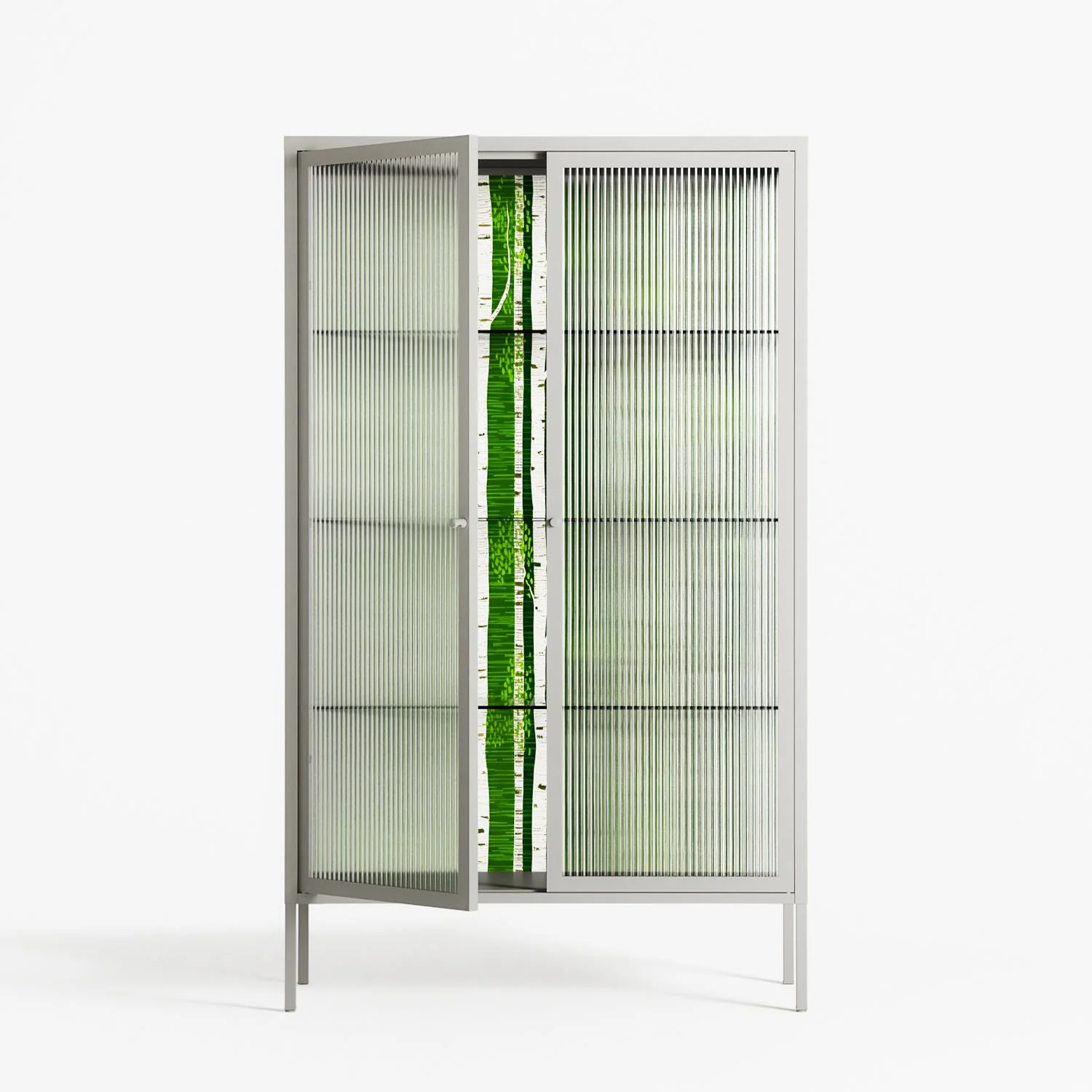 Björkskog - Cabinet - Nur Rydberg - Chalk - Reeded glass - Image 2