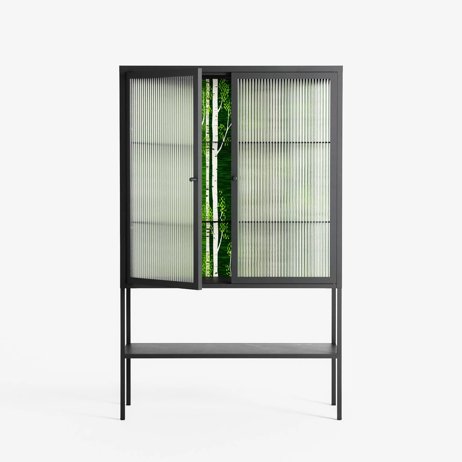 Björkskog - Loft Cabinet - Nur Rydberg - Antracite - Reeded glass - Image 2