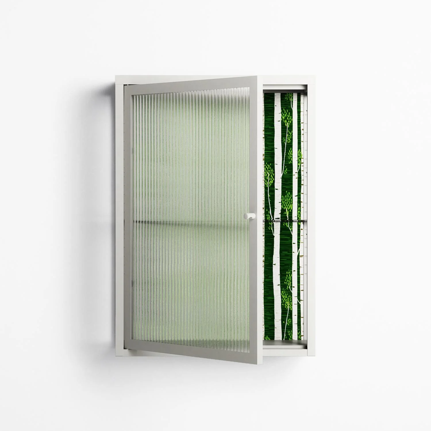 Björkskog - Wall Cabinet - Nur Rydberg - Chalk - Reeded glass - Image 2