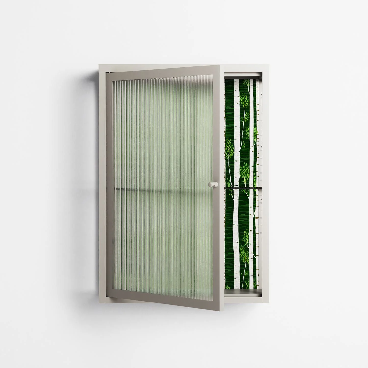 Björkskog - Wall Cabinet - Nur Rydberg - Pebble - Reeded glass - Image 2