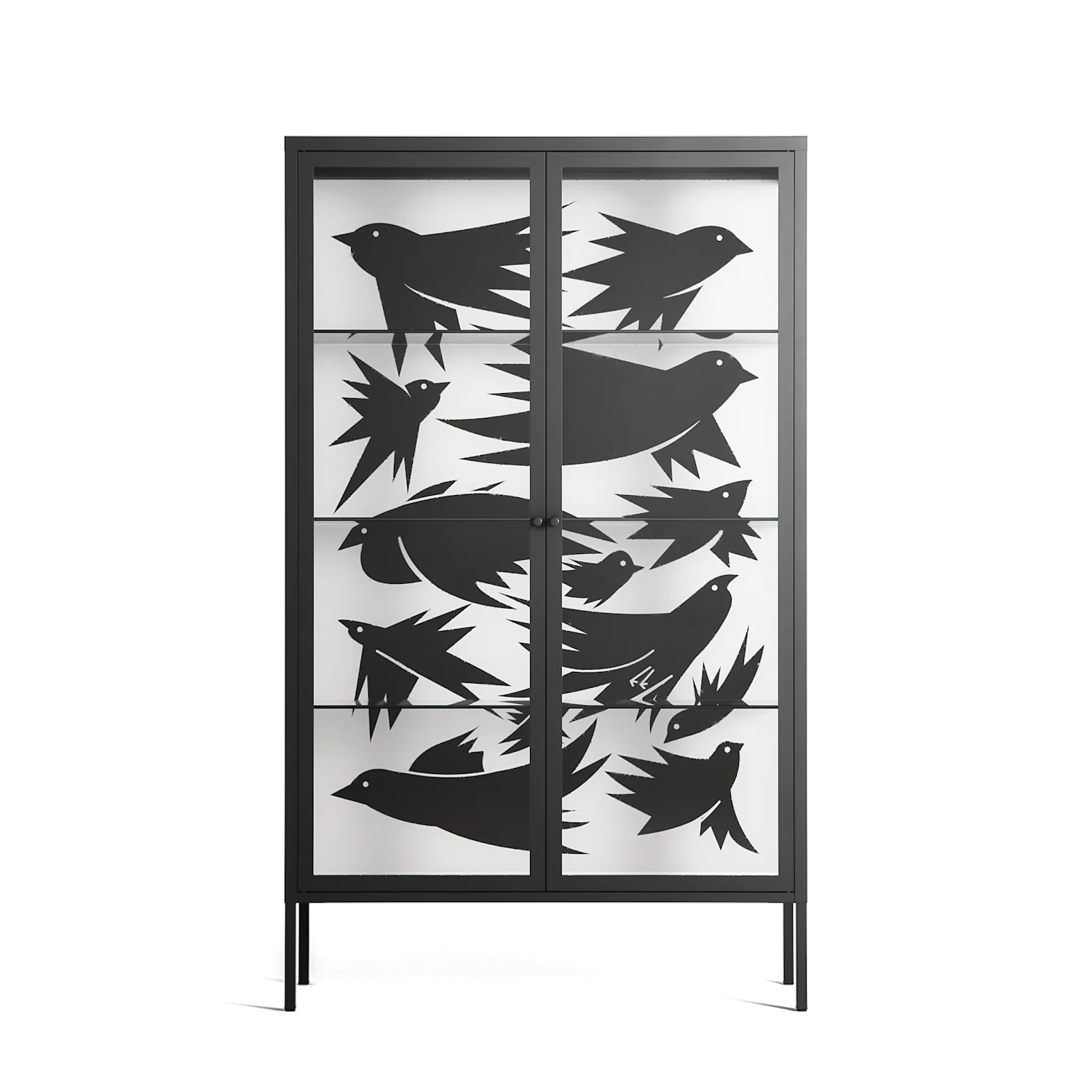Black Birds - Cabinet - Konrad Blaszczyk - Antracite - Clear glass
