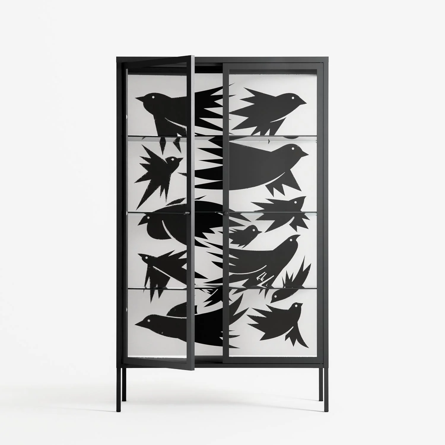 Black Birds - Cabinet - Konrad Blaszczyk - Antracite - Clear glass - Image 2