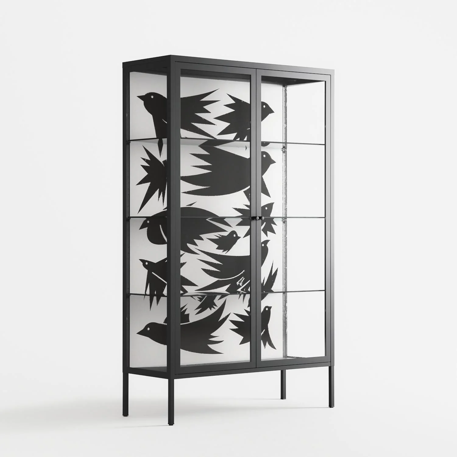 Black Birds - Cabinet - Konrad Blaszczyk - Antracite - Clear glass - Image 4