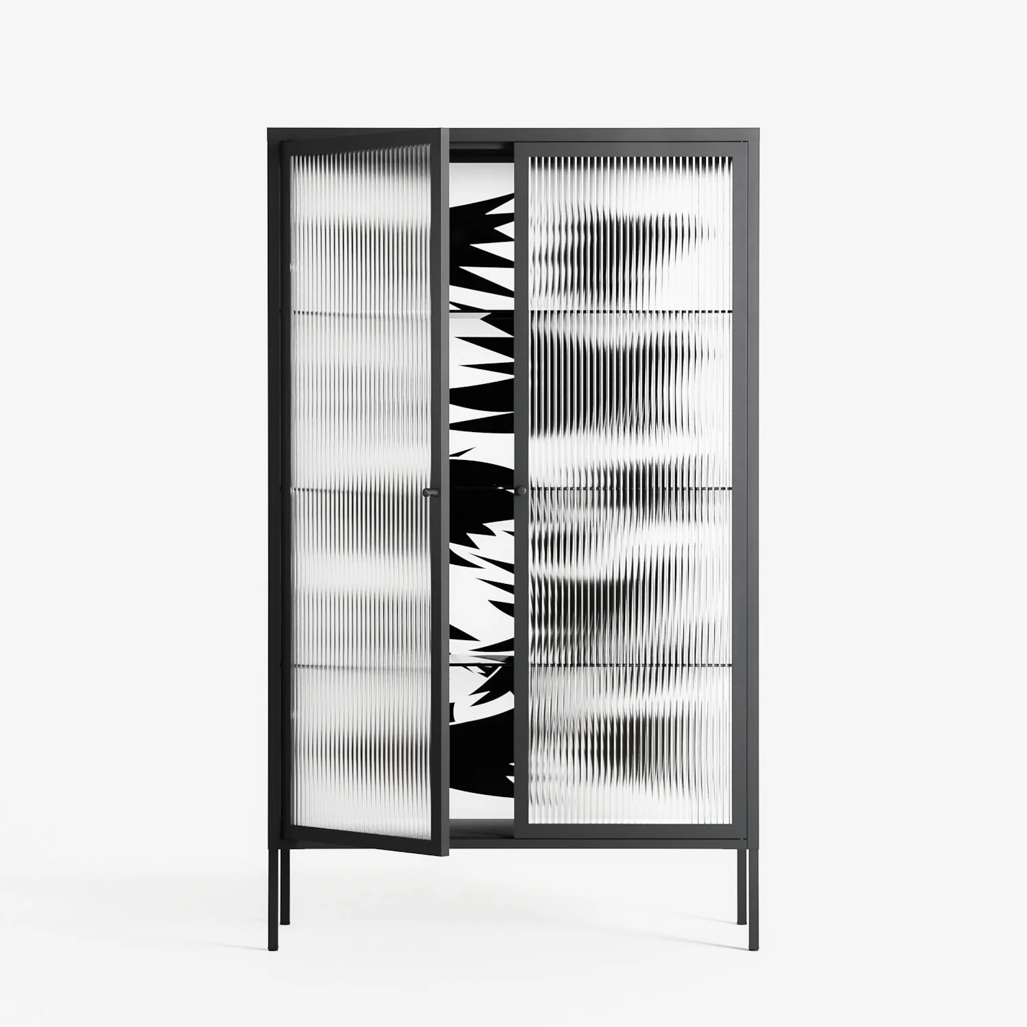 Black Birds - Cabinet - Konrad Blaszczyk - Antracite - Reeded glass - Image 2