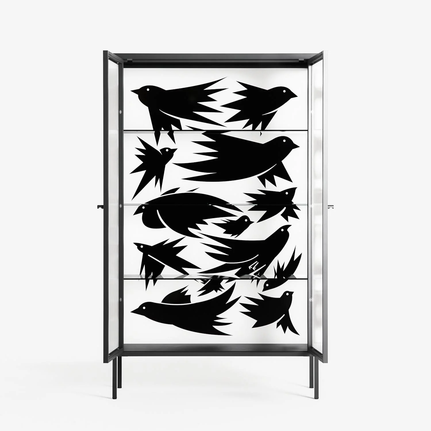 Black Birds - Cabinet - Konrad Blaszczyk - Antracite - Reeded glass - Image 3