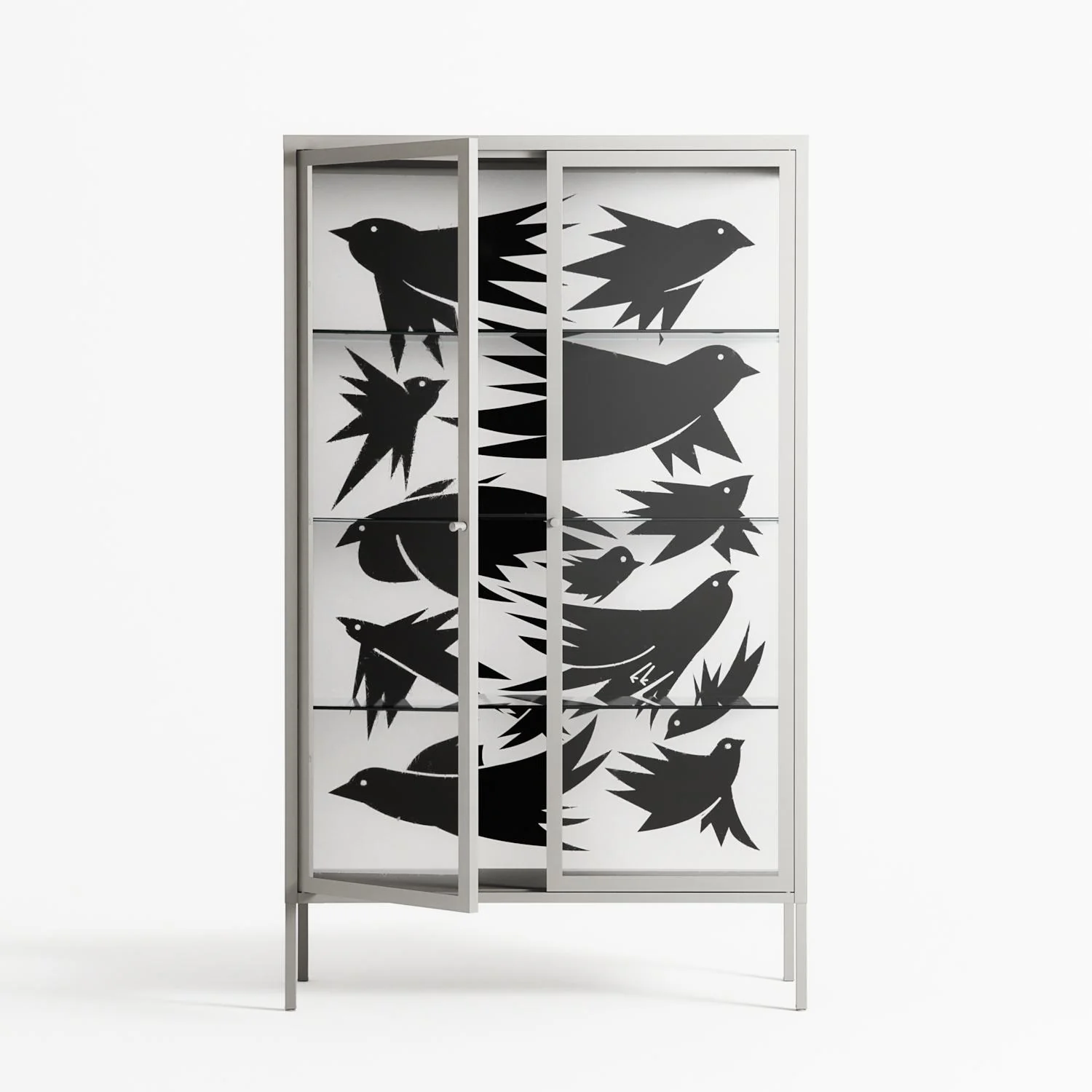 Black Birds - Cabinet - Konrad Blaszczyk - Chalk - Clear glass - Image 2