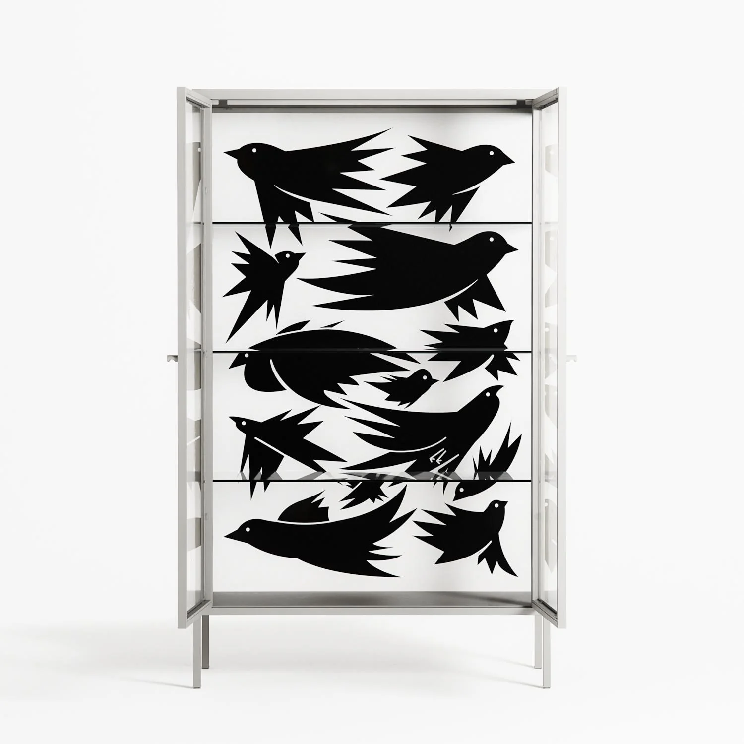 Black Birds - Cabinet - Konrad Blaszczyk - Chalk - Clear glass - Image 3