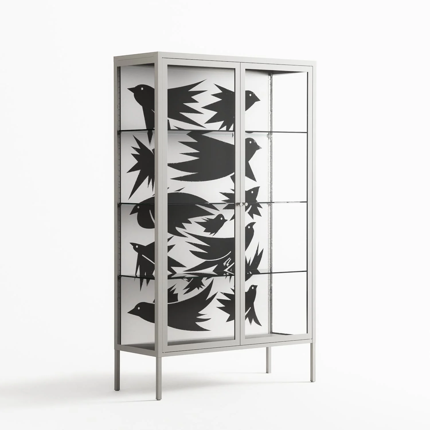 Black Birds - Cabinet - Konrad Blaszczyk - Chalk - Clear glass - Image 4