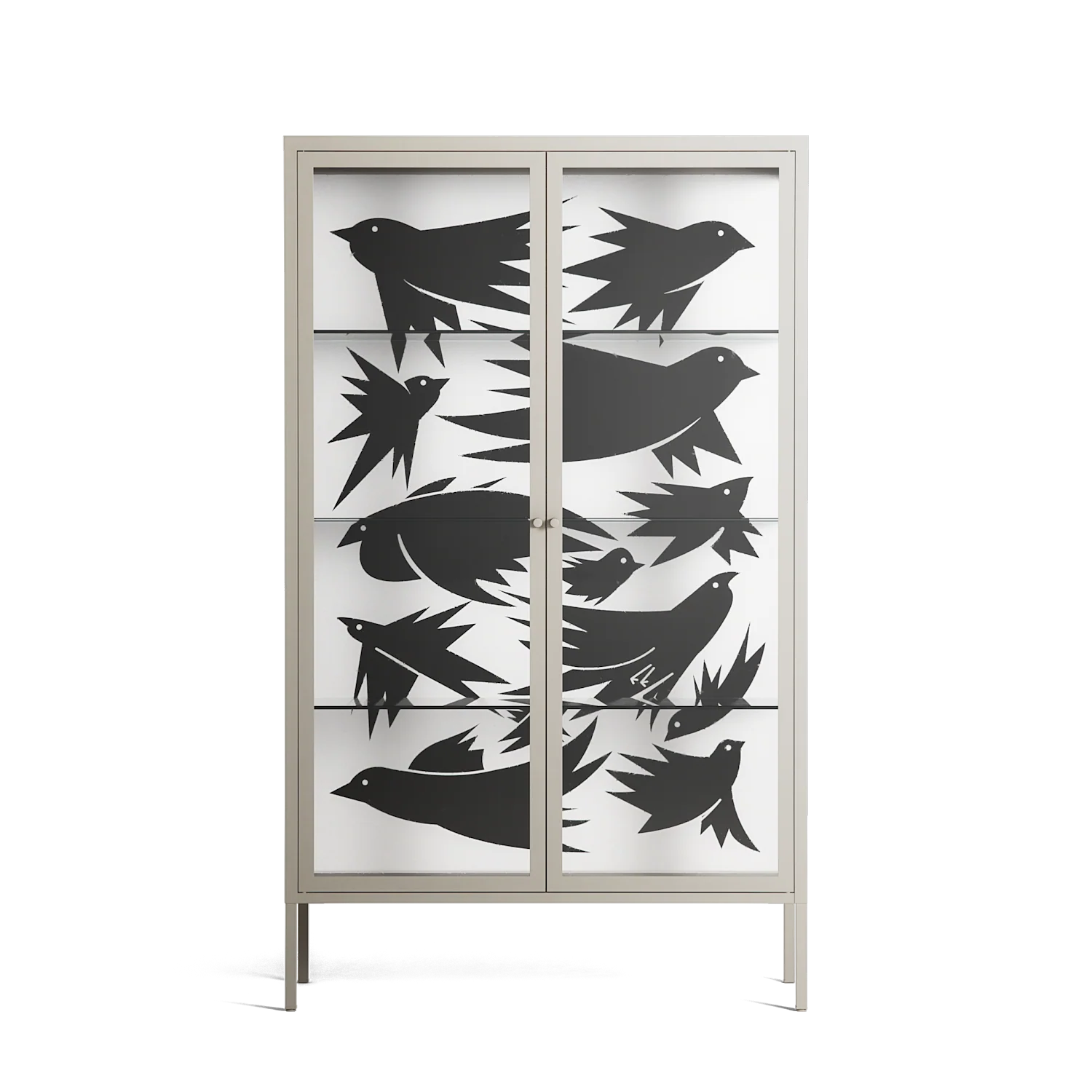 Black Birds - Cabinet - Konrad Blaszczyk - Pebble - Clear glass