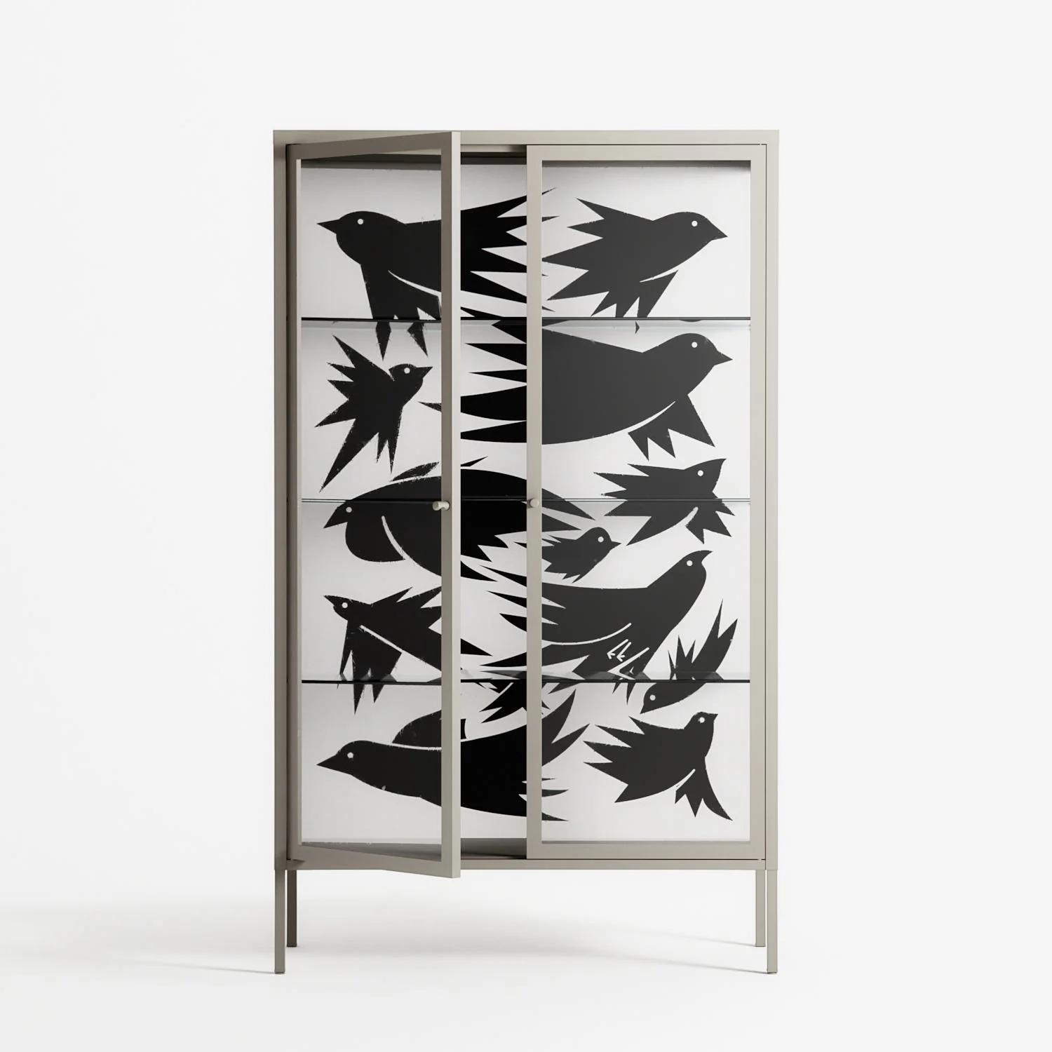Black Birds - Cabinet - Konrad Blaszczyk - Pebble - Clear glass - Image 2