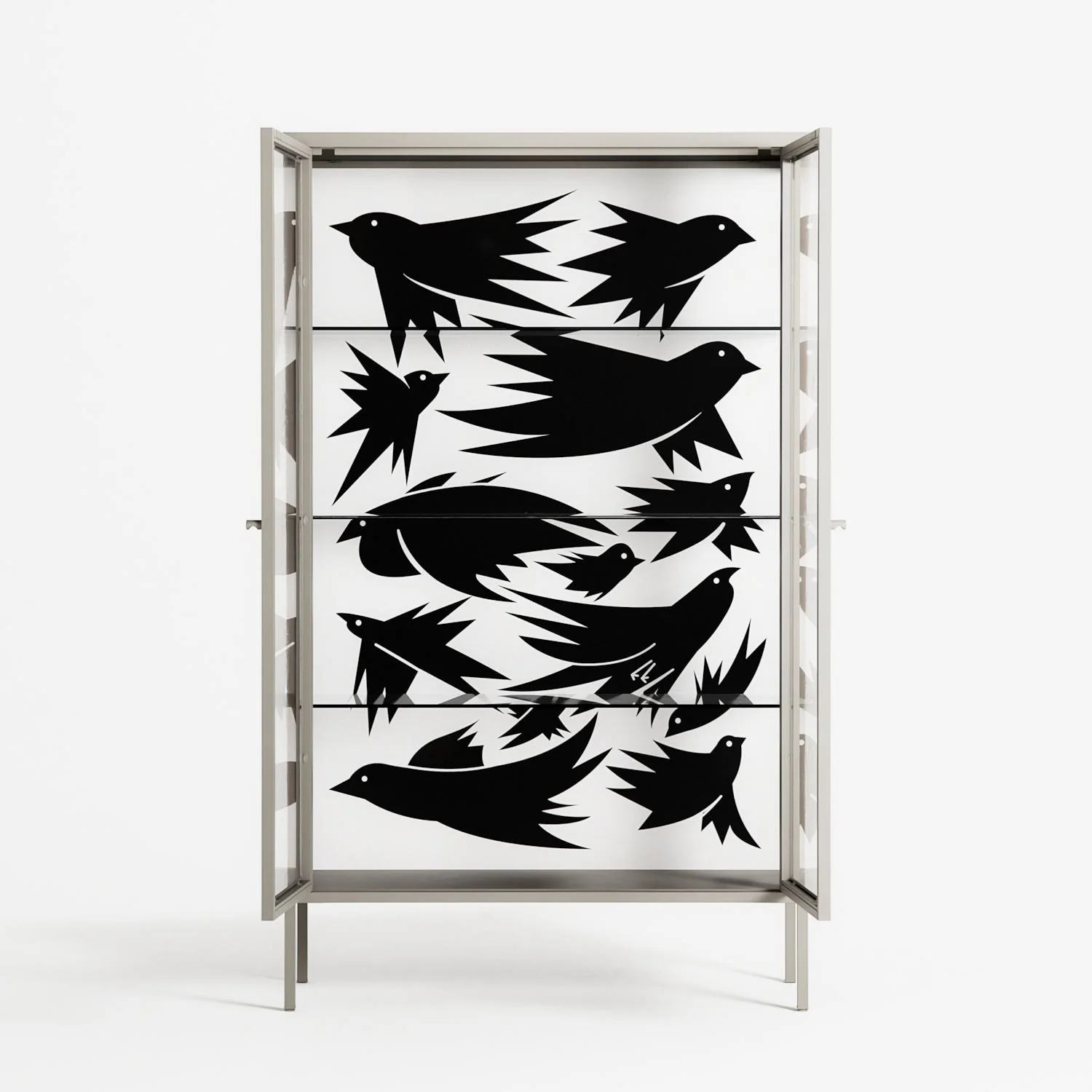Black Birds - Cabinet - Konrad Blaszczyk - Pebble - Clear glass - Image 3
