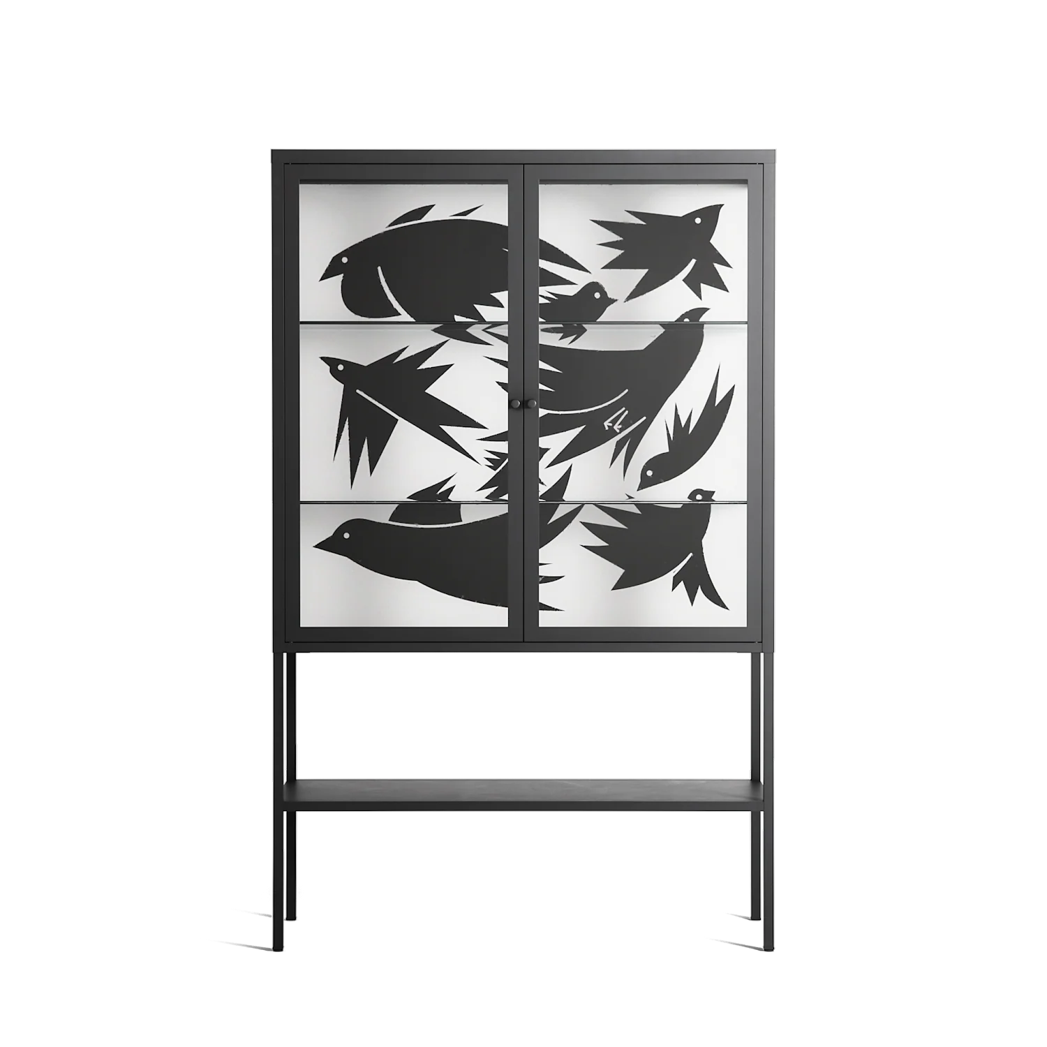 Black Birds - Loft Cabinet - Konrad Blaszczyk - Antracite - Clear glass