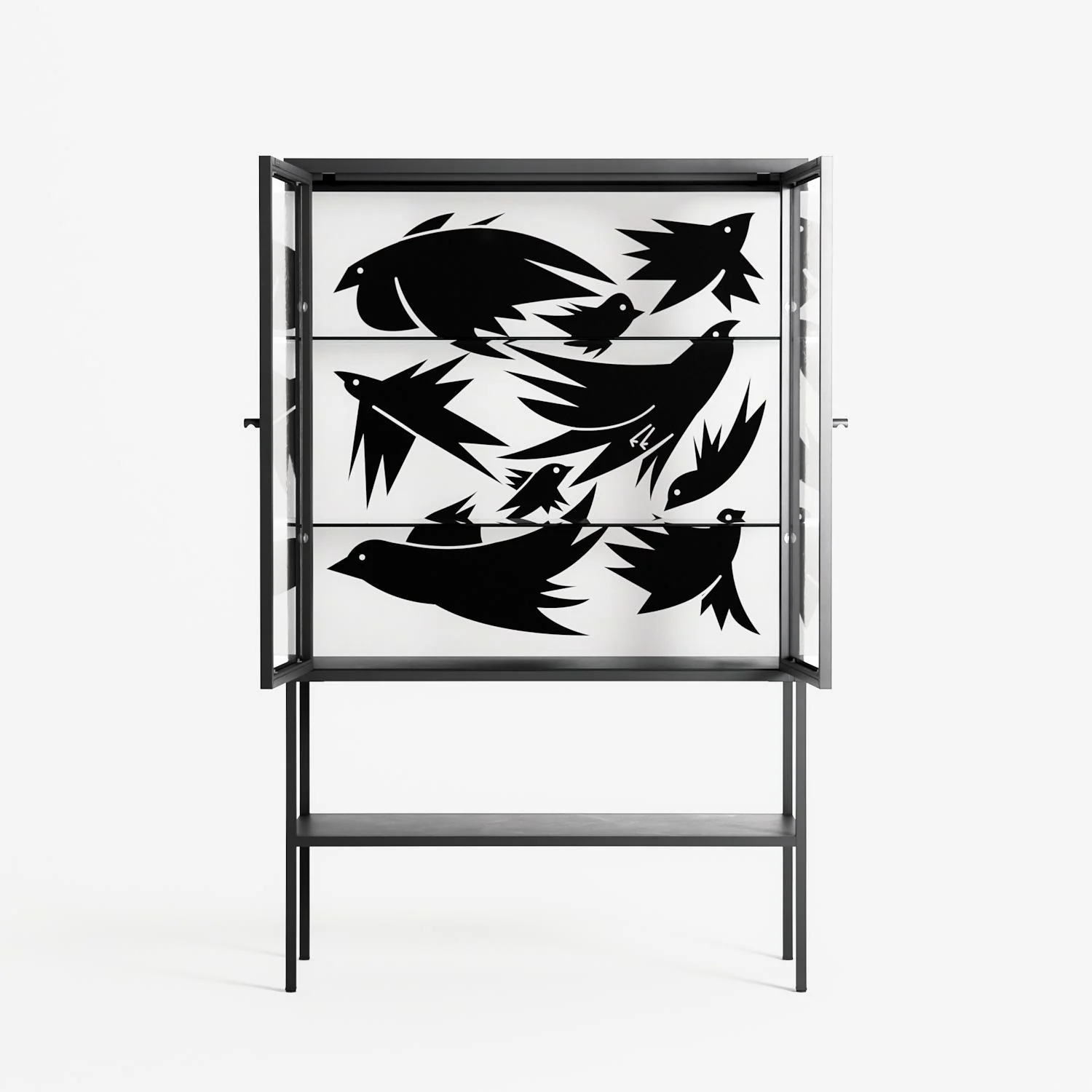 Black Birds - Loft Cabinet - Konrad Blaszczyk - Antracite - Clear glass - Image 3