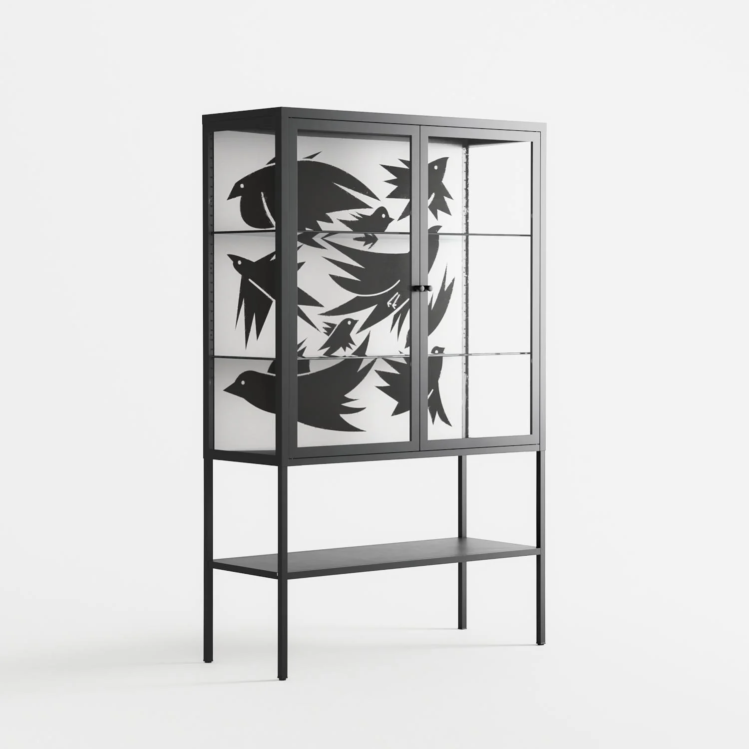 Black Birds - Loft Cabinet - Konrad Blaszczyk - Antracite - Clear glass - Image 4