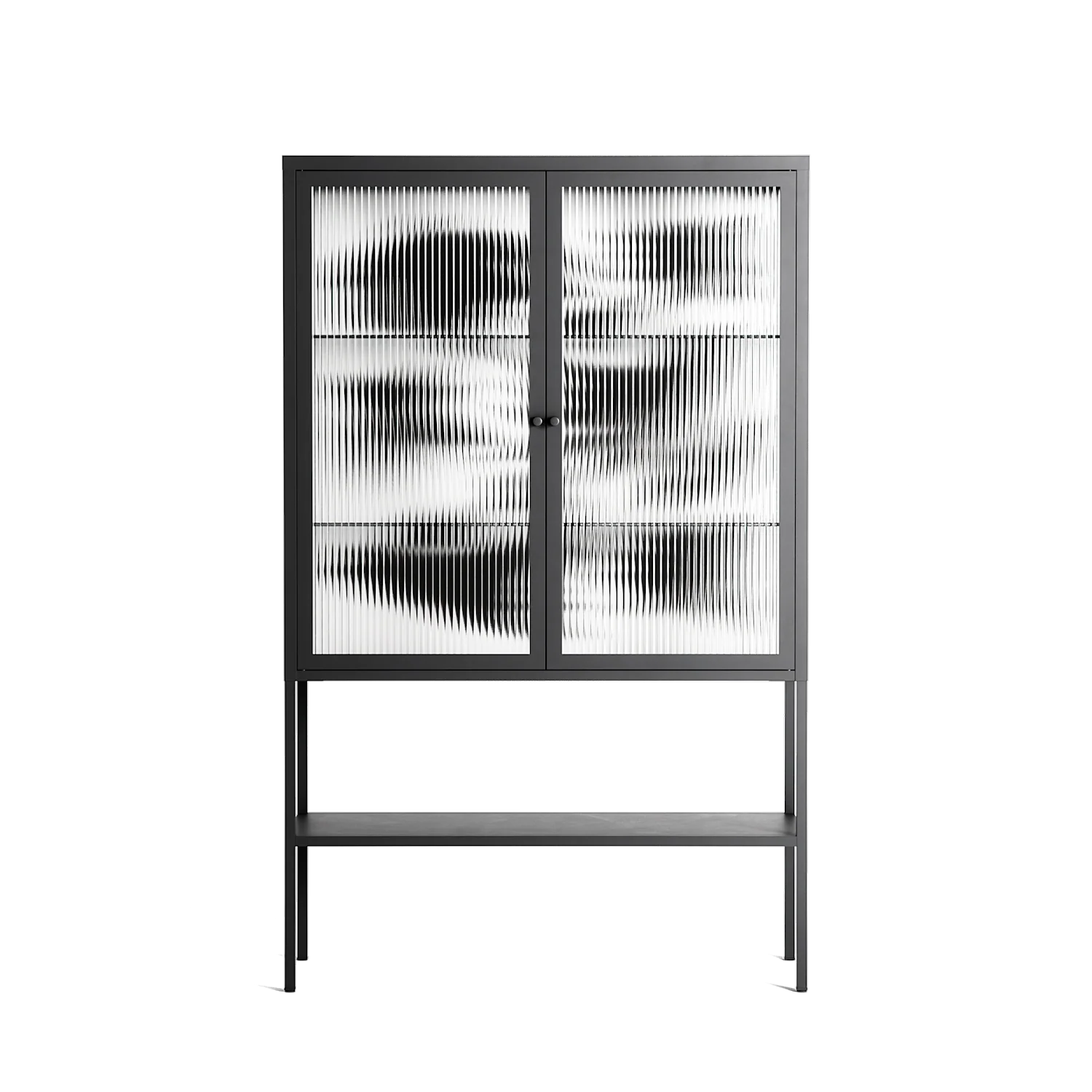 Black Birds - Loft Cabinet - Konrad Blaszczyk - Antracite - Reeded glass