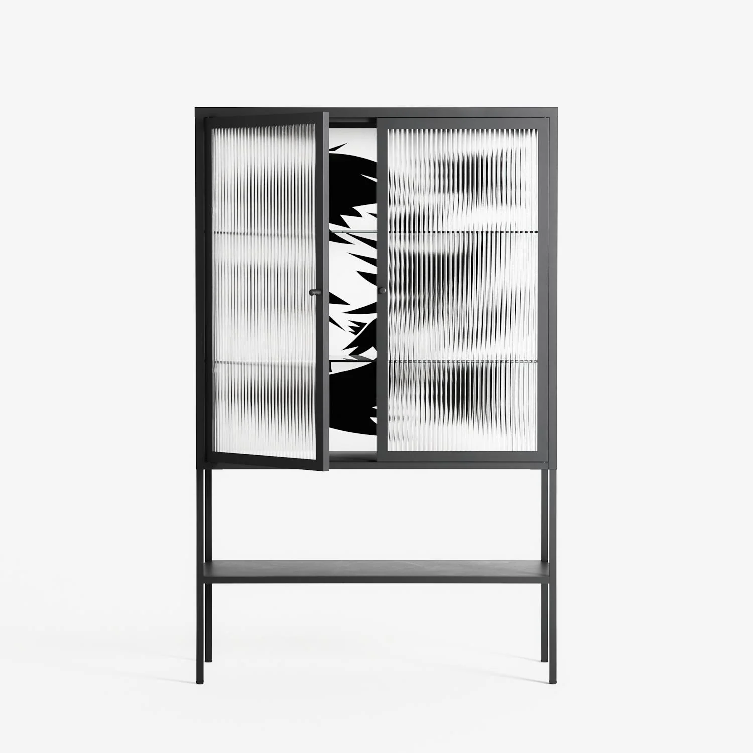 Black Birds - Loft Cabinet - Konrad Blaszczyk - Antracite - Reeded glass - Image 2