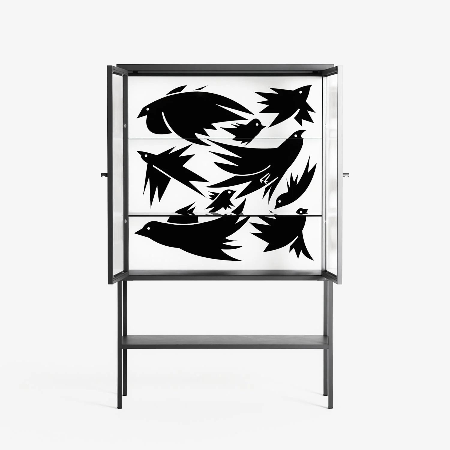 Black Birds - Loft Cabinet - Konrad Blaszczyk - Antracite - Reeded glass - Image 3