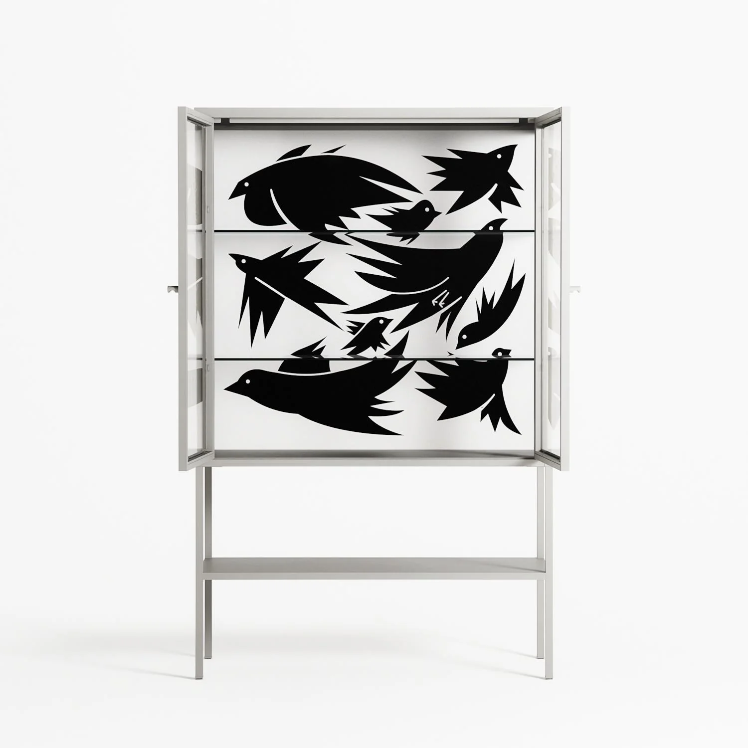 Black Birds - Loft Cabinet - Konrad Blaszczyk - Chalk - Clear glass - Image 3