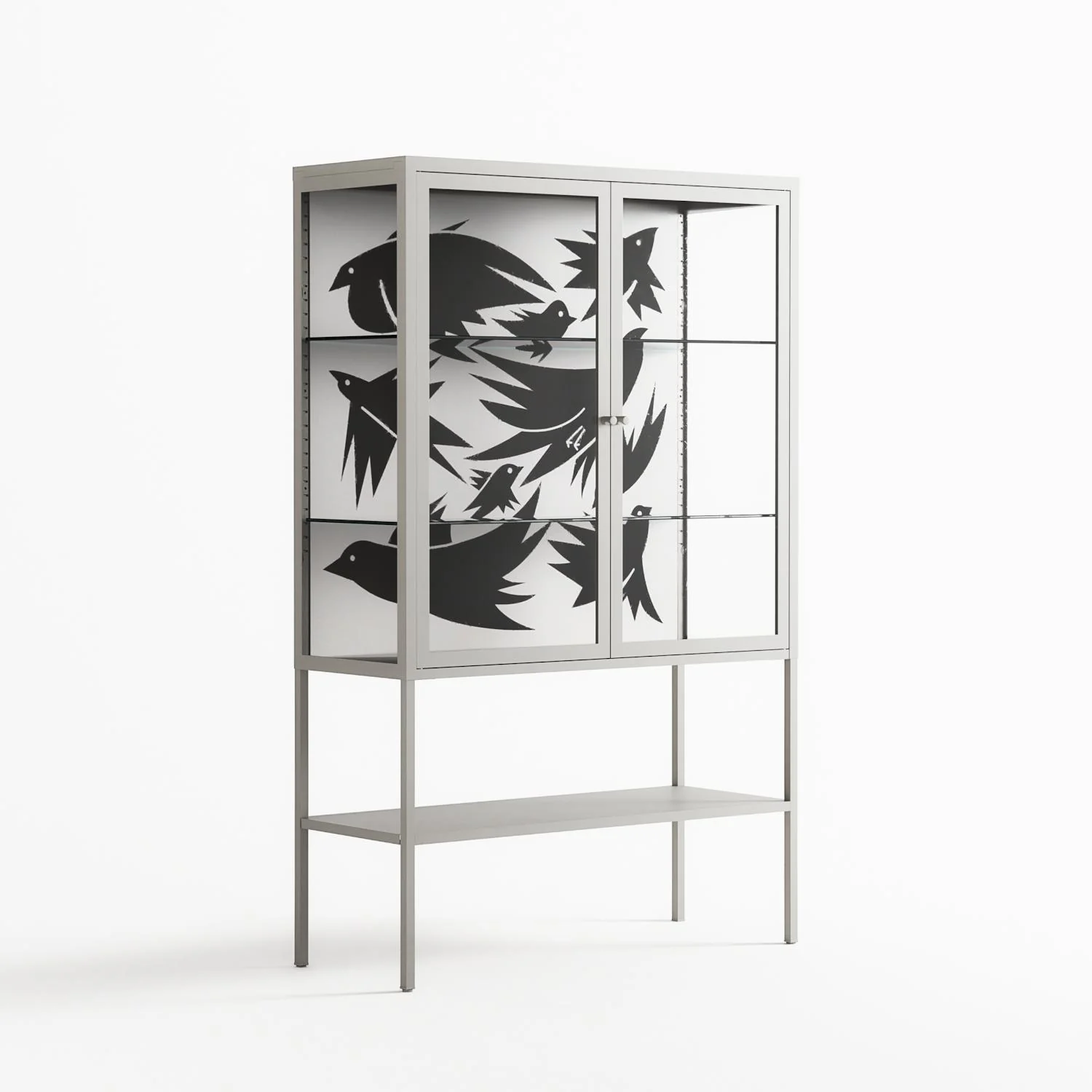 Black Birds - Loft Cabinet - Konrad Blaszczyk - Chalk - Clear glass - Image 4