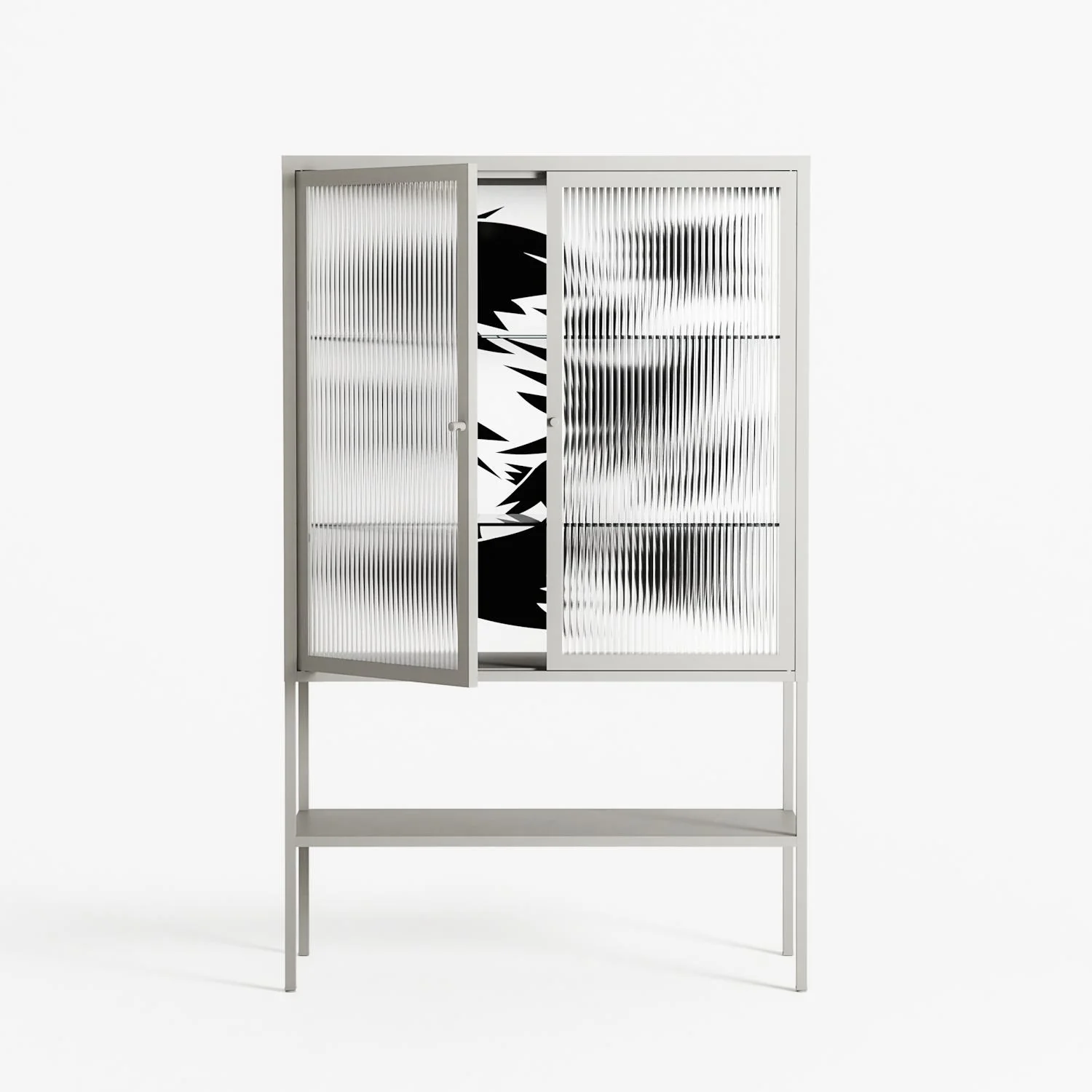 Black Birds - Loft Cabinet - Konrad Blaszczyk - Chalk - Reeded glass - Image 2