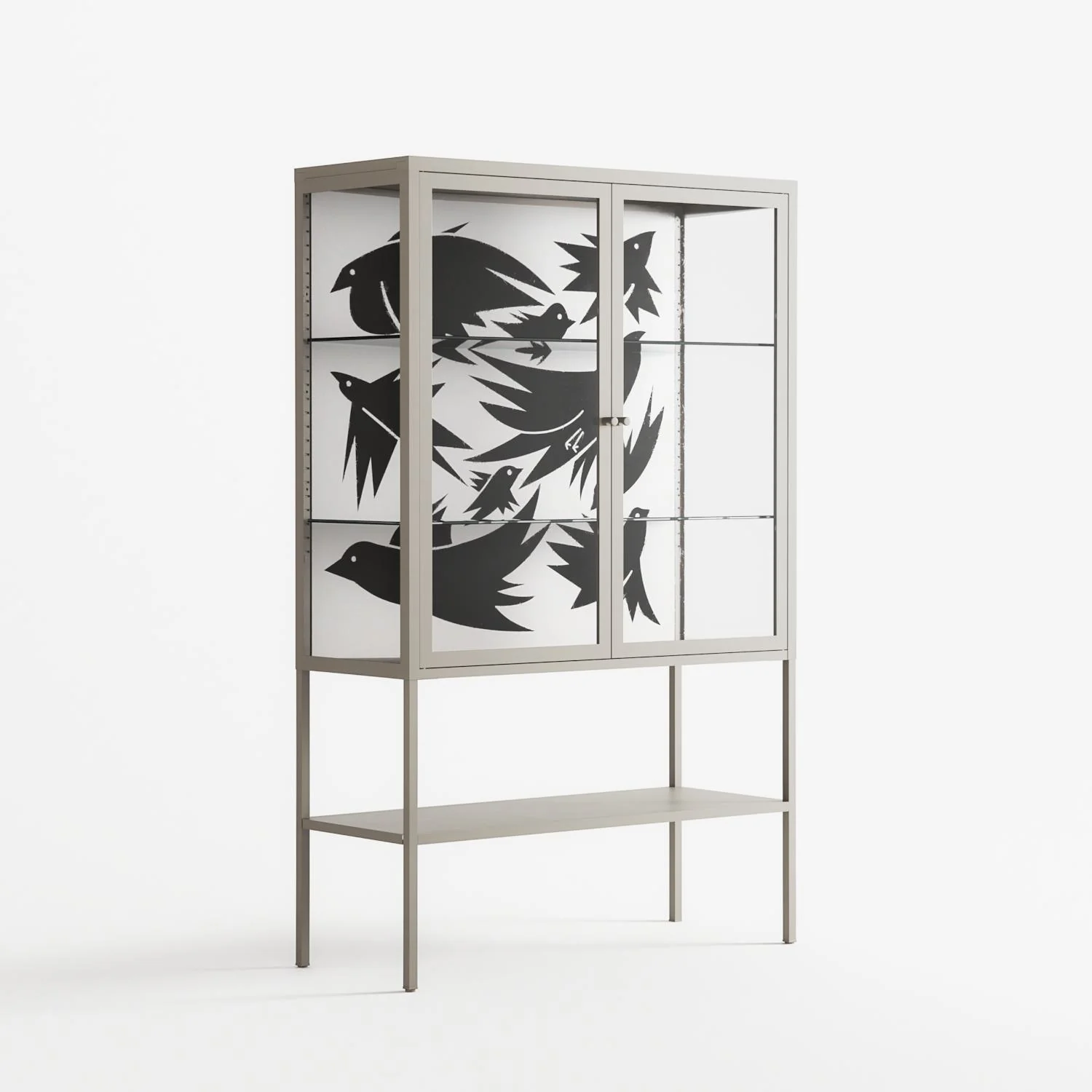 Black Birds - Loft Cabinet - Konrad Blaszczyk - Pebble - Clear glass - Image 4